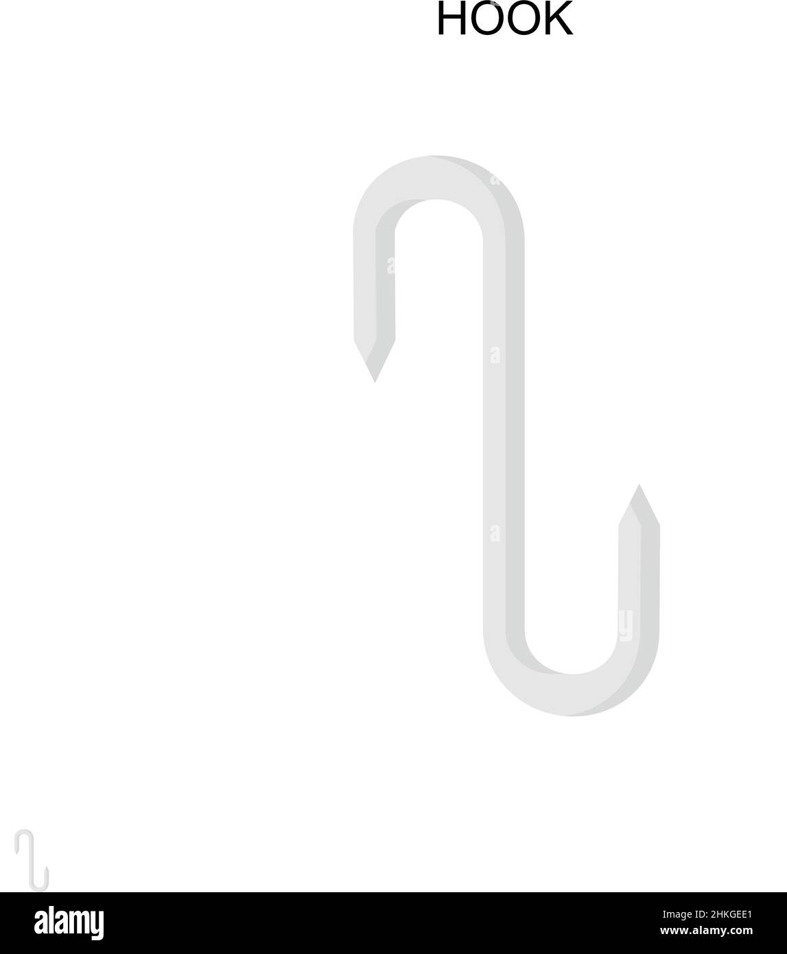 Icona del vettore hook Simple. Modello di disegno del simbolo di illustrazione per l'elemento dell'interfaccia utente mobile Web. Illustrazione Vettoriale
