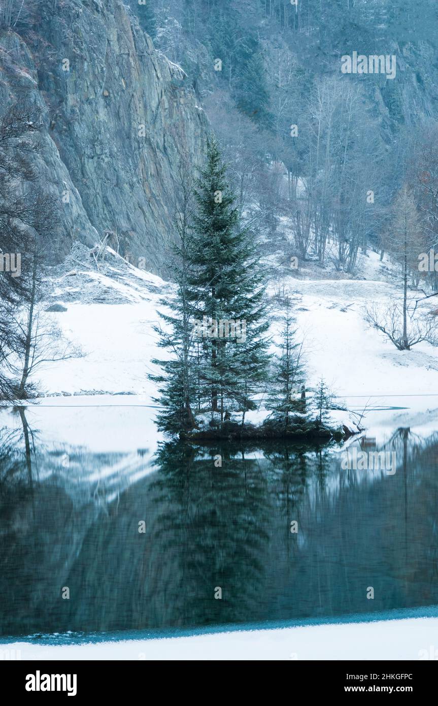 Lac Sinclair in una giornata invernale a Chamonix-Mont-Blanc Foto Stock