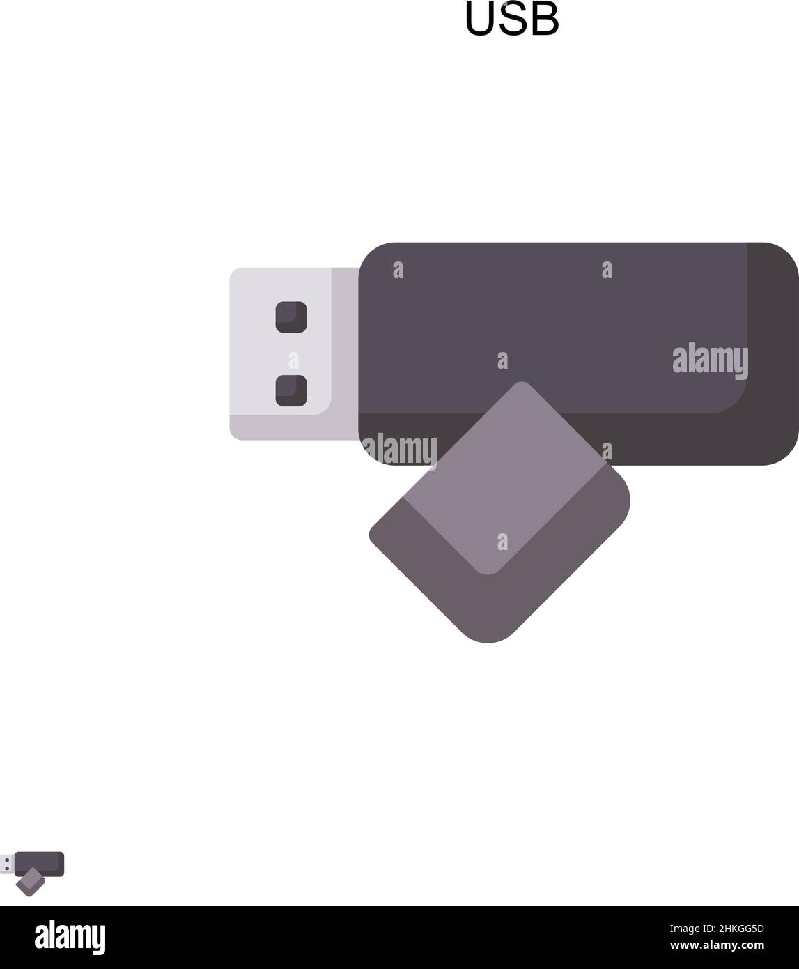 Icona USB Simple Vector. Modello di disegno del simbolo di illustrazione per l'elemento dell'interfaccia utente mobile Web. Illustrazione Vettoriale