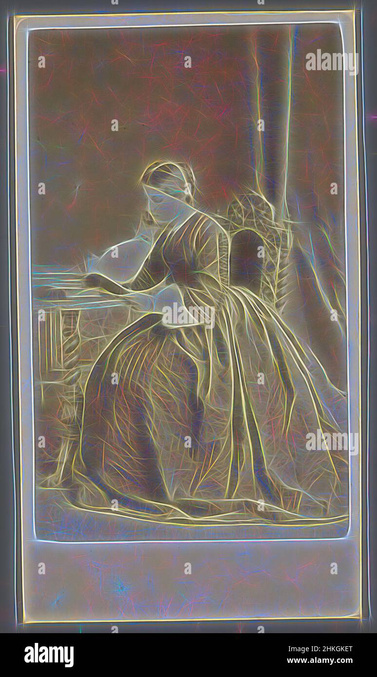 Ispirato da Ritratto di una donna sconosciuta lettura, Auguste Letalle, Parigi, 1858 - 1880, carta, Stampa albume, altezza 104 mm x larghezza 59 mm, reinventata da Artotop. L'arte classica reinventata con un tocco moderno. Design di calda e allegra luminosità e di raggi di luce. La fotografia si ispira al surrealismo e al futurismo, abbracciando l'energia dinamica della tecnologia moderna, del movimento, della velocità e rivoluzionando la cultura Foto Stock