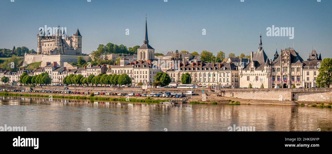 Dawn a Saumur, Maine et Loire, Francia Foto Stock