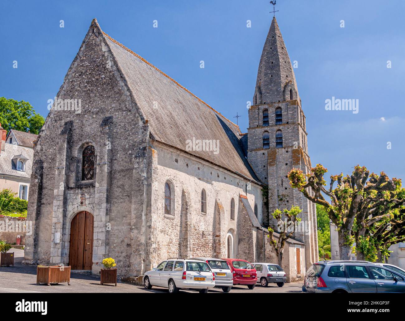 chiesa di Saint-Urbain a Courcay, nei pressi del fiume l'Indre Foto Stock