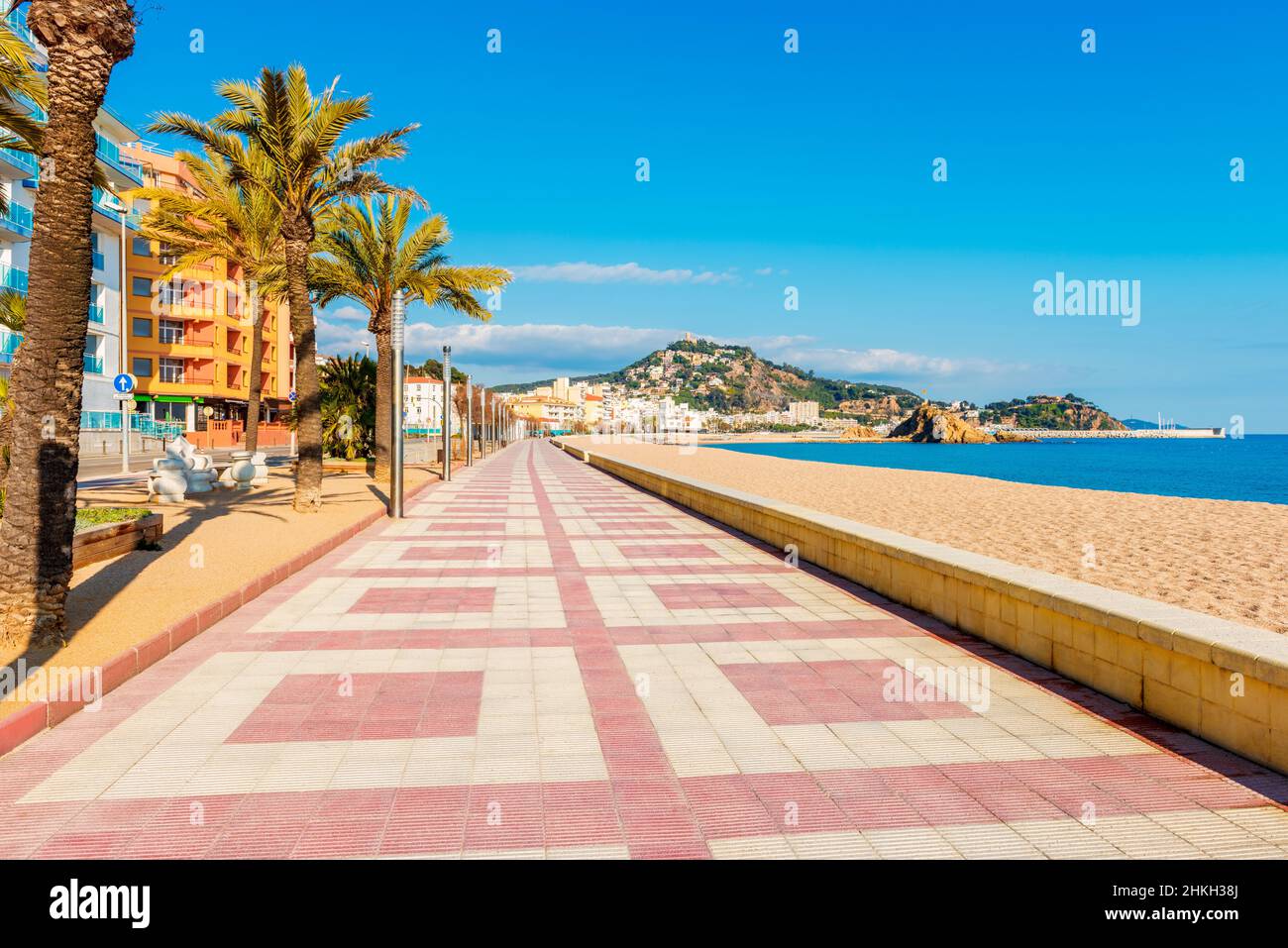 Spiaggia e costa di Blanes Catalonia Spagna Foto Stock