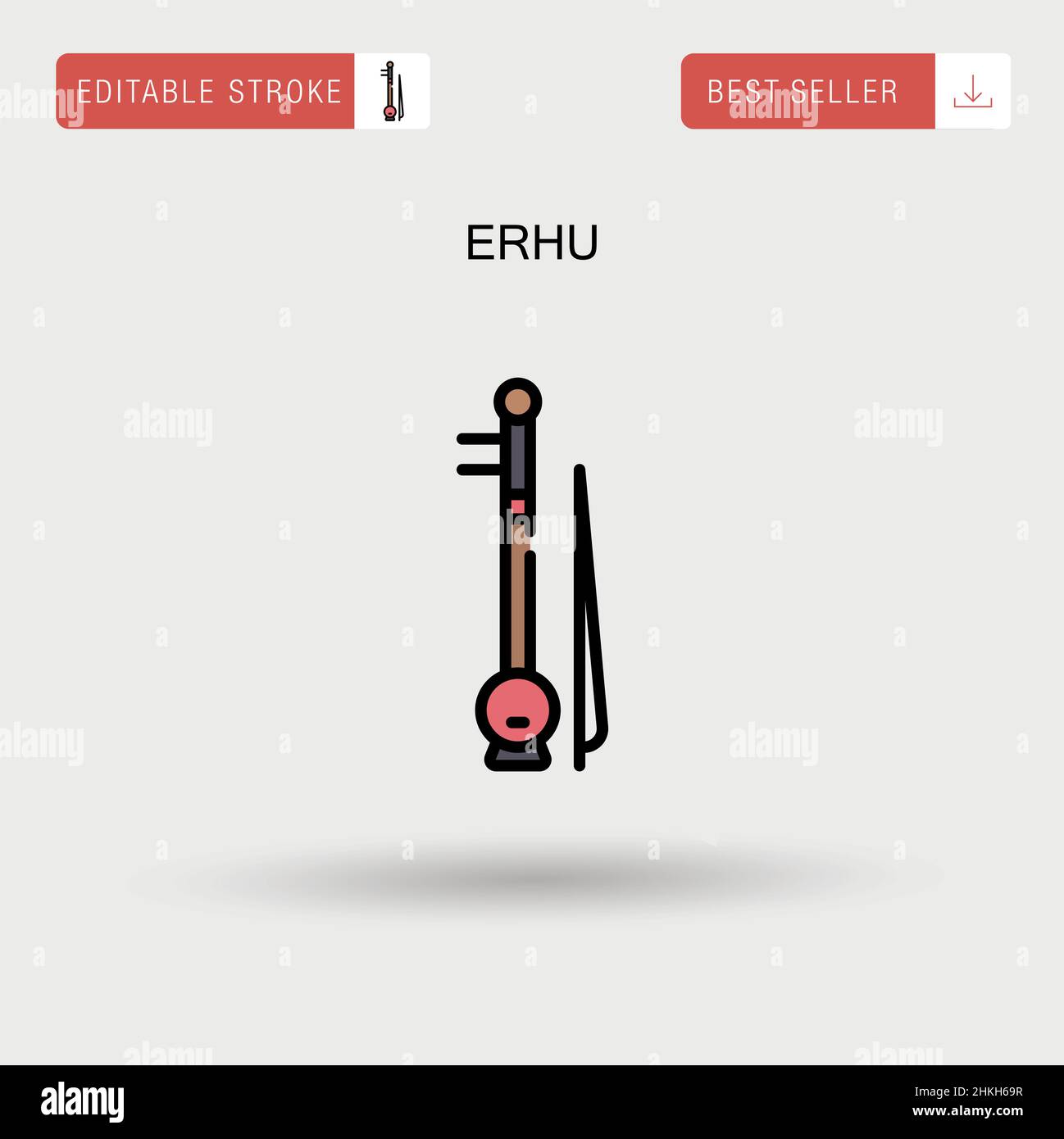 Erhu semplice icona vettoriale. Illustrazione Vettoriale