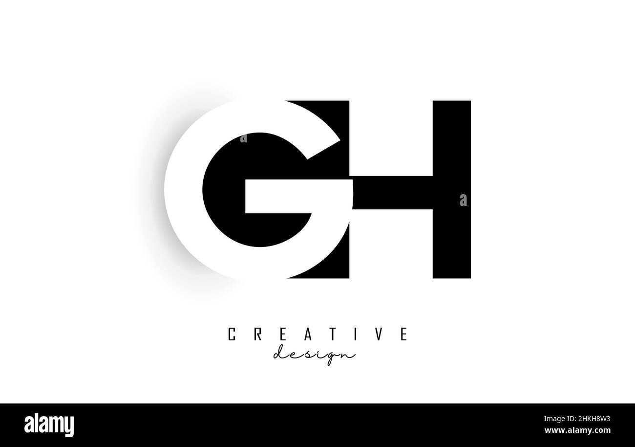 Logo GH Letters con design a spazio negativo. Lettera con tipografia geometrica. Illustrazione di Creative Vector con lettere. Illustrazione Vettoriale