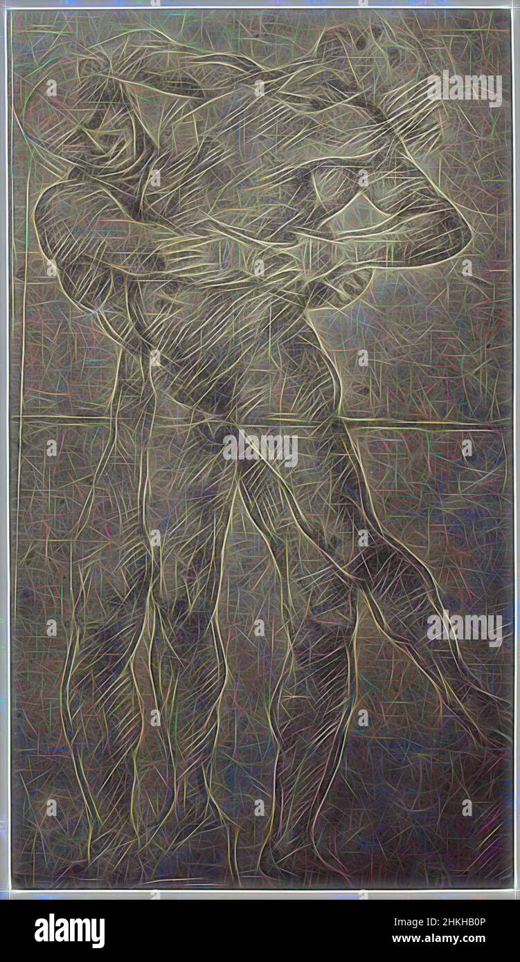 Ispirato da Raffaello, due uomini di Wrestling, Charles Thurston Thompson, disegnatore intermedio: Rafaël, Castello di Windsor, c. 1852 - prima del 1857, carta, stampa albume, altezza 282 mm x larghezza 160 mm, reinventata da Artotop. L'arte classica reinventata con un tocco moderno. Design di calda e allegra luminosità e di raggi di luce. La fotografia si ispira al surrealismo e al futurismo, abbracciando l'energia dinamica della tecnologia moderna, del movimento, della velocità e rivoluzionando la cultura Foto Stock