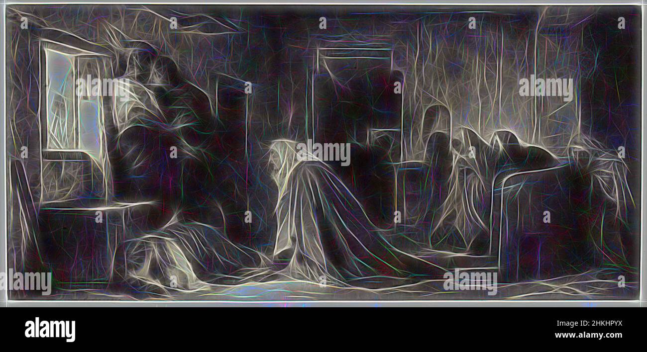 Ispirato da di Maria con le donne sacre di Paul Delaroche, la Vierge Chez les Saintes Femmes, Robert Jefferson Bingham, dopo: Paul Delaroche, Parigi, c.. 1853 - prima del 1858, carta, stampa albume, incisione, altezza 78 mm x larghezza 168 mm altezza 148 mm x larghezza 227 mm, Reimagined by Artotop. L'arte classica reinventata con un tocco moderno. Design di calda e allegra luminosità e di raggi di luce. La fotografia si ispira al surrealismo e al futurismo, abbracciando l'energia dinamica della tecnologia moderna, del movimento, della velocità e rivoluzionando la cultura Foto Stock