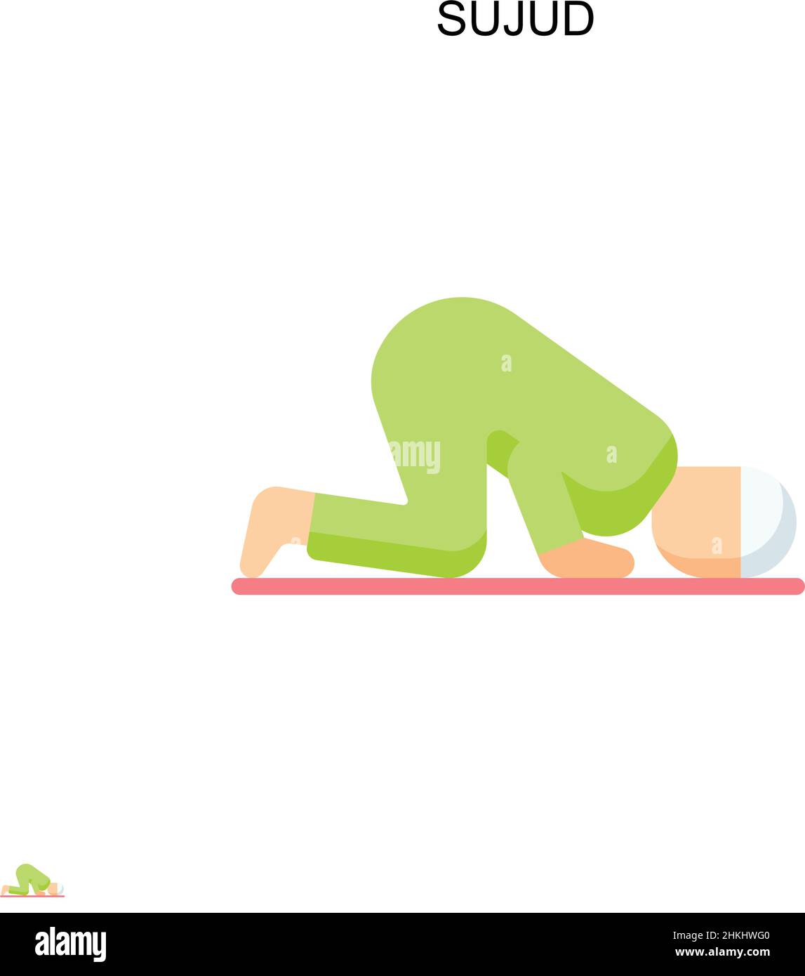 Sujud semplice vettore icona. Modello di disegno del simbolo di illustrazione per l'elemento dell'interfaccia utente mobile Web. Illustrazione Vettoriale