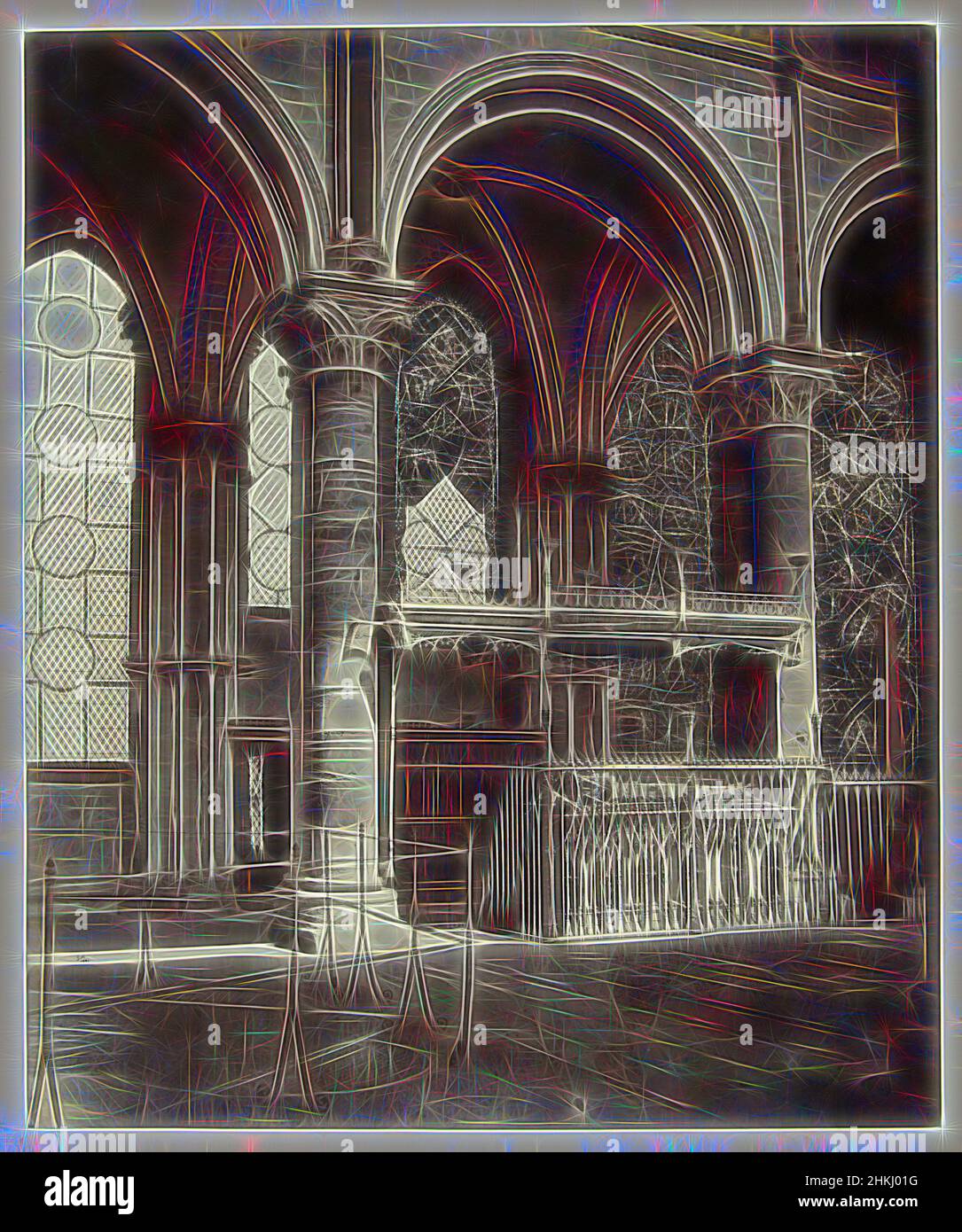 Ispirato dall'interno della cattedrale di Canterbury, Henry George Austin, Canterbury, 1861, carta, Stampa albume, altezza 286 mm x larghezza 239 mm altezza 396 mm x larghezza 333 mm, Reimagined by Artotop. L'arte classica reinventata con un tocco moderno. Design di calda e allegra luminosità e di raggi di luce. La fotografia si ispira al surrealismo e al futurismo, abbracciando l'energia dinamica della tecnologia moderna, del movimento, della velocità e rivoluzionando la cultura Foto Stock