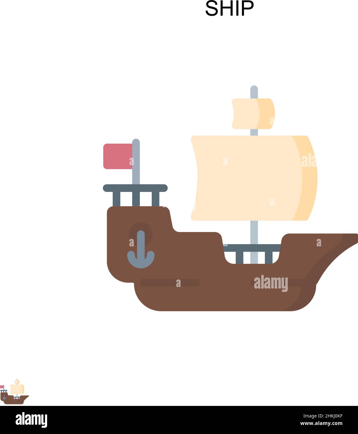 Icona Ship Simple Vector. Modello di disegno del simbolo di illustrazione per l'elemento dell'interfaccia utente mobile Web. Illustrazione Vettoriale