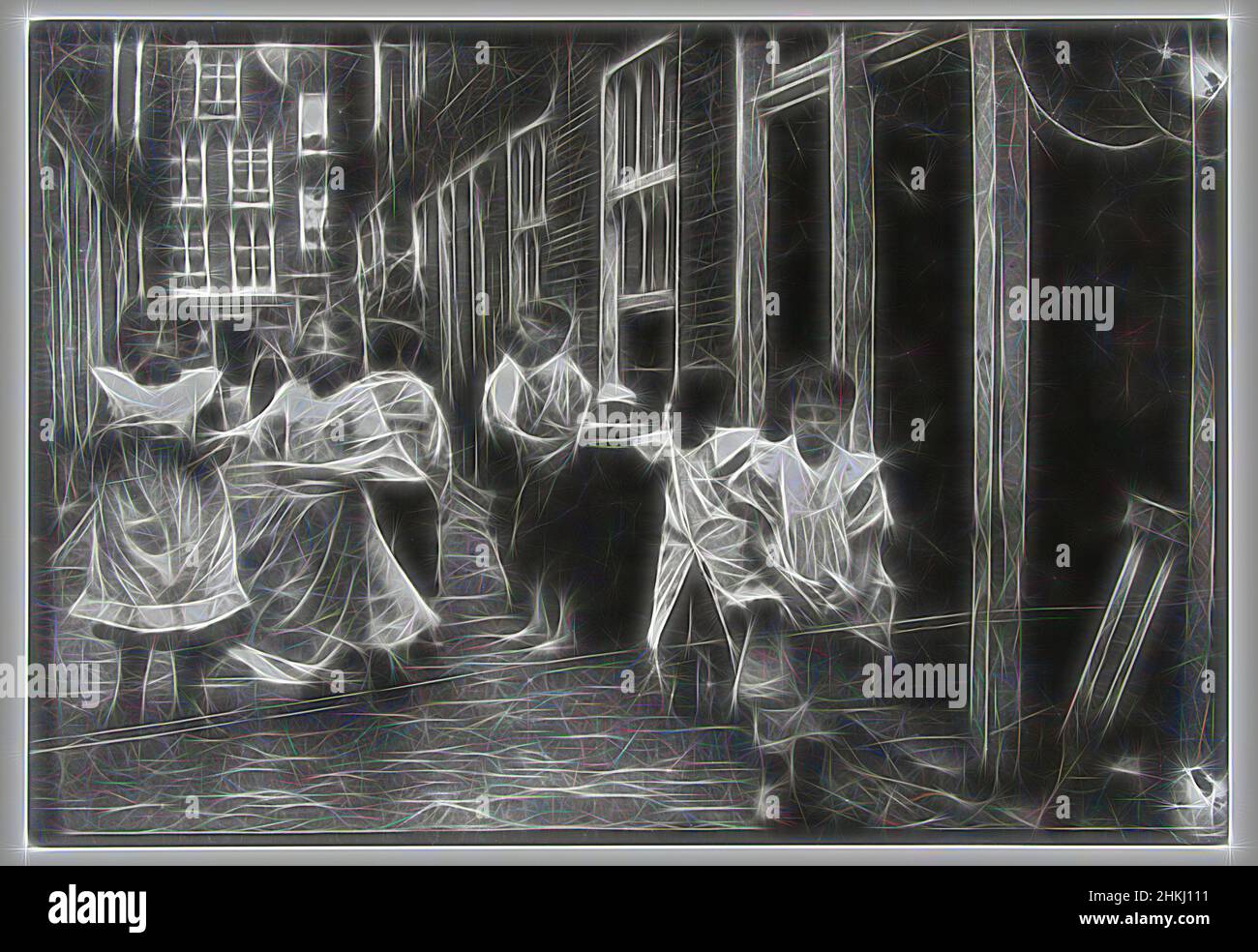 Ispirato da bambini che giocano in una strada, bambini in una strada., George Hendrik Breitner, stampante: Harm Botman, c. 1890 e/o 1988, stampa in argento gelatina, altezza 505 mm x larghezza 400 mm x altezza 400 mm x larghezza 273 mm, Reimagined by Artotop. L'arte classica reinventata con un tocco moderno. Design di calda e allegra luminosità e di raggi di luce. La fotografia si ispira al surrealismo e al futurismo, abbracciando l'energia dinamica della tecnologia moderna, del movimento, della velocità e rivoluzionando la cultura Foto Stock