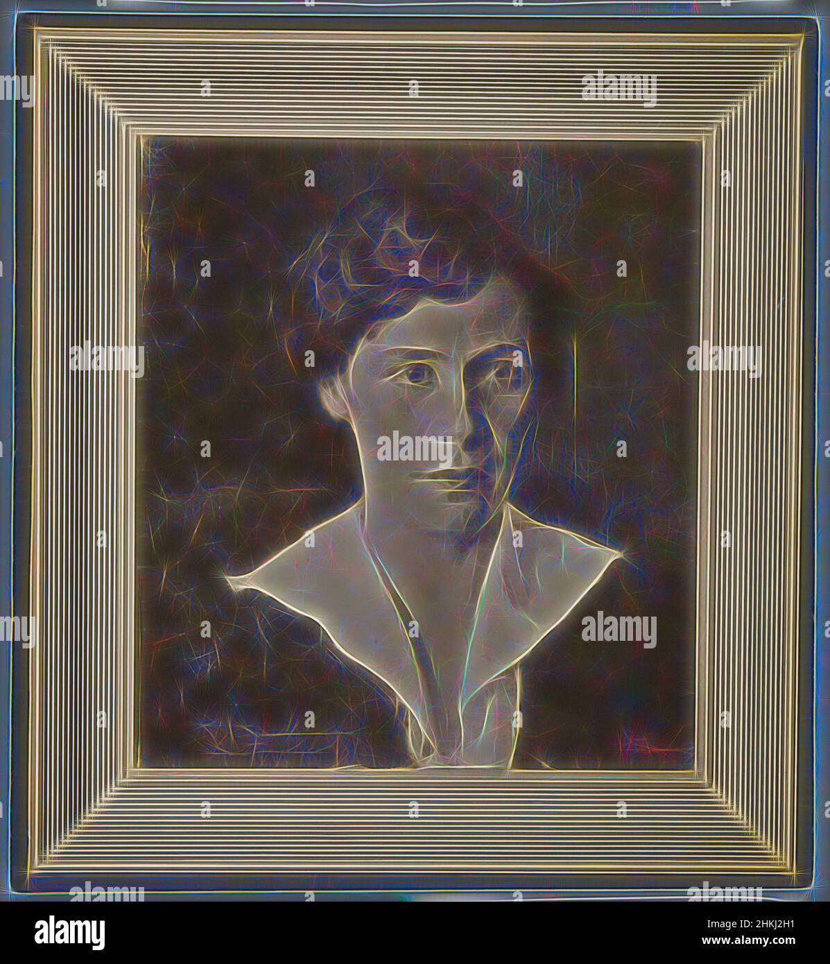 Ispirato dalla riproduzione dopo la pittura di Willem Witsen di un ritratto della sig.ra A. Schultzberg, Willem Witsen, Olanda, c.. 1860 - c. 1915, carta, stampa argento gelatina, altezza 194 mm x larghezza 177 mm, reinventata da Artotop. L'arte classica reinventata con un tocco moderno. Design di calda e allegra luminosità e di raggi di luce. La fotografia si ispira al surrealismo e al futurismo, abbracciando l'energia dinamica della tecnologia moderna, del movimento, della velocità e rivoluzionando la cultura Foto Stock Ispirato dalla riproduzione dopo la pittura di Willem Witsen di un ritratto della sig.ra A. Schultzberg, Willem Witsen, Olanda, c.. 1860 - c. 1915, carta, stampa argento gelatina, altezza 194 mm x larghezza 177 mm, reinventata da Artotop. L'arte classica reinventata con un tocco moderno. Design di calda e allegra luminosità e di raggi di luce. La fotografia si ispira al surrealismo e al futurismo, abbracciando l'energia dinamica della tecnologia moderna, del movimento, della velocità e rivoluzionando la cultura Foto Stock