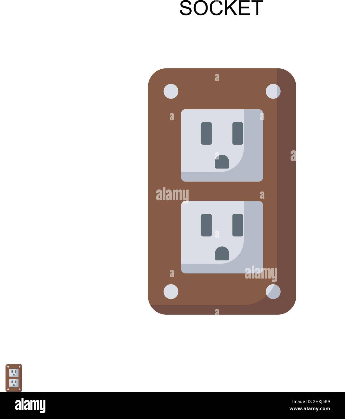 Icona vettore semplice socket. Modello di disegno del simbolo di illustrazione per l'elemento dell'interfaccia utente mobile Web. Illustrazione Vettoriale