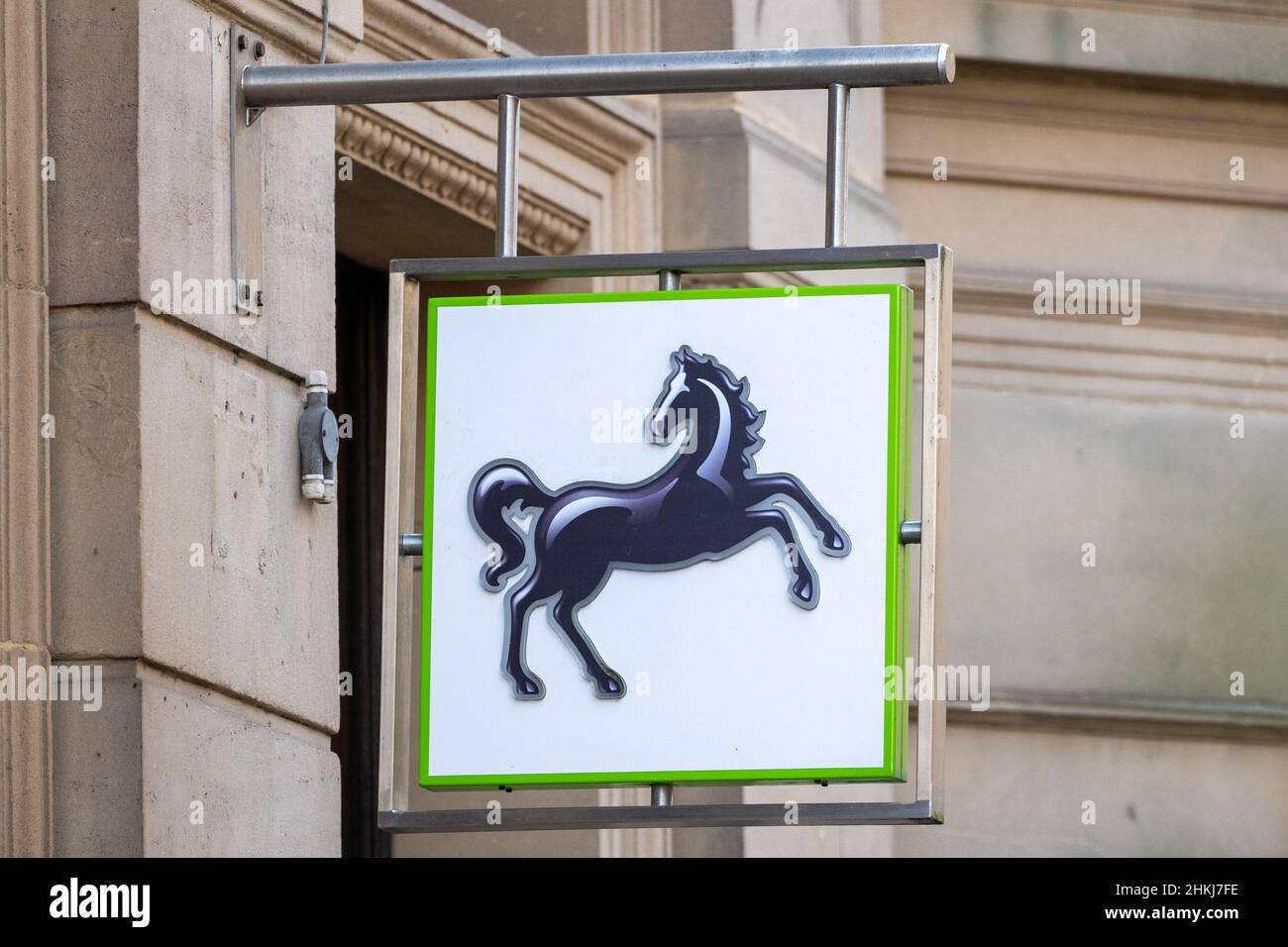 Primo piano di un cartello Lloyds Bank. Foto Stock