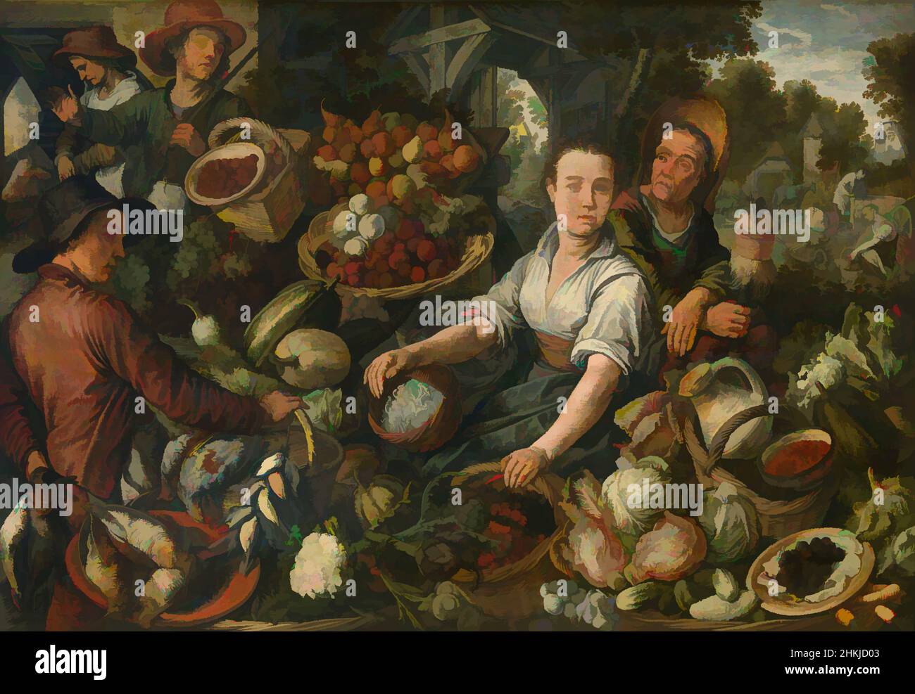 Arte ispirata al mercato vegetale, Joachim Beuckelaer, 1567, pittura, 1567, Arte Belga, opere classiche modernizzate da Artotop con un tuffo di modernità. Forme, colore e valore, impatto visivo accattivante sulle emozioni artistiche attraverso la libertà delle opere d'arte in modo contemporaneo. Un messaggio senza tempo che persegue una nuova direzione selvaggiamente creativa. Artisti che si rivolgono al supporto digitale e creano l'NFT Artotop Foto Stock