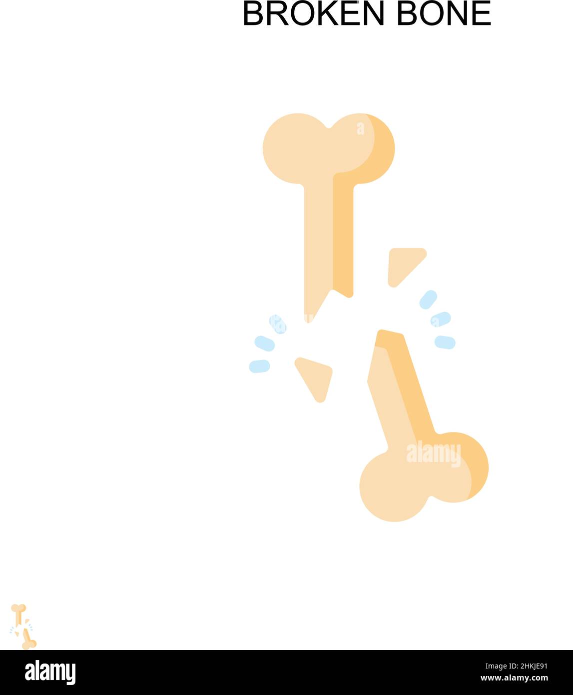 Icona vettore semplice osso rotto. Modello di disegno del simbolo di illustrazione per l'elemento dell'interfaccia utente mobile Web. Illustrazione Vettoriale