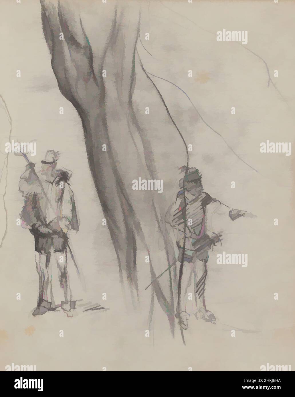 Arte ispirata dallo studio anatomico, due figure, James Ensor, circa 1880 - 1949, disegno, Arte Belga, opere classiche modernizzate da Artotop con un tuffo di modernità. Forme, colore e valore, impatto visivo accattivante sulle emozioni artistiche attraverso la libertà delle opere d'arte in modo contemporaneo. Un messaggio senza tempo che persegue una nuova direzione selvaggiamente creativa. Artisti che si rivolgono al supporto digitale e creano l'NFT Artotop Foto Stock