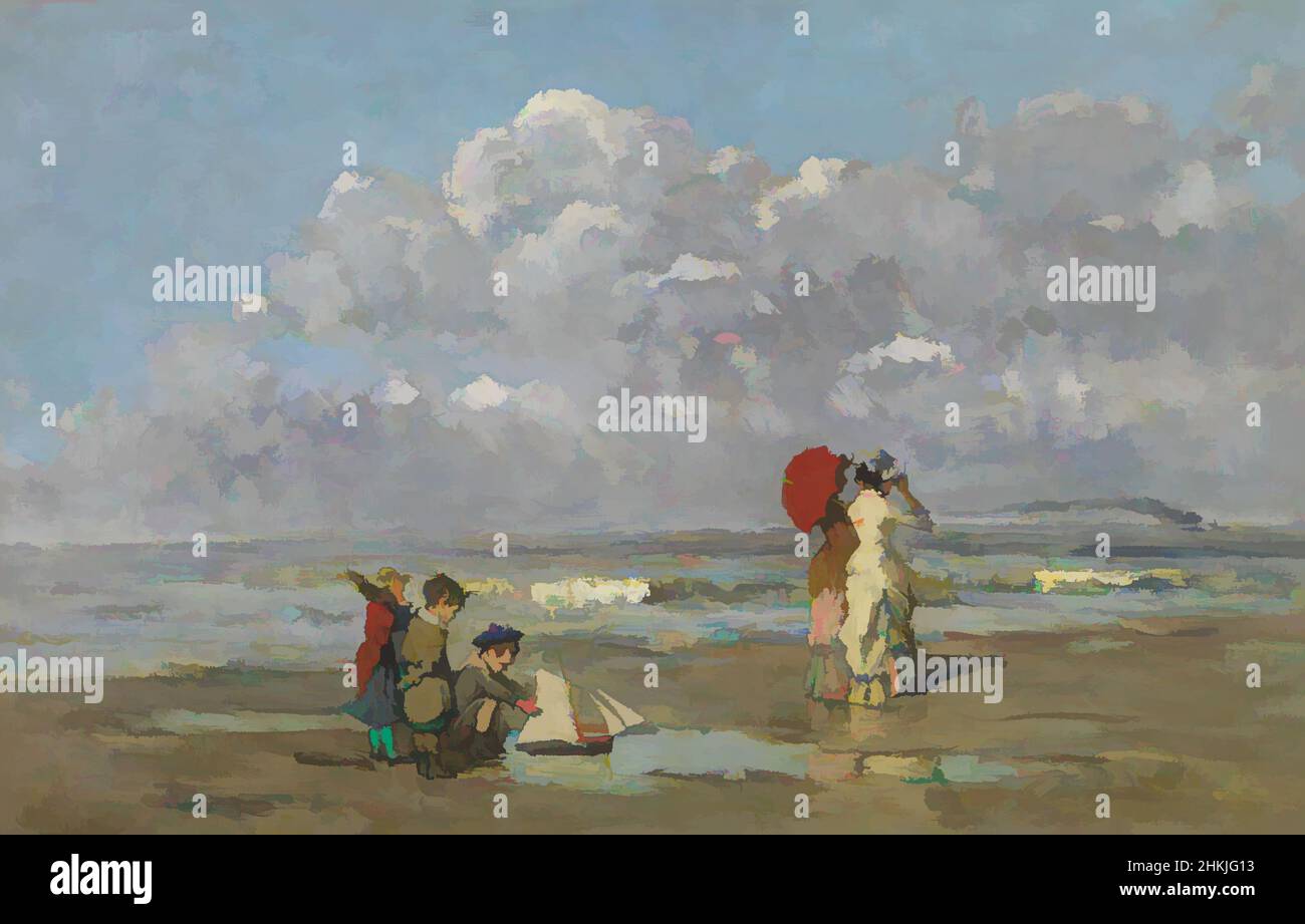 Arte ispirata dalla spiaggia, Périclès Pantazis, 19th secolo, pittura, 19th secolo, Arte Belga, opere classiche modernizzate da Artotop con un tuffo di modernità. Forme, colore e valore, impatto visivo accattivante sulle emozioni artistiche attraverso la libertà delle opere d'arte in modo contemporaneo. Un messaggio senza tempo che persegue una nuova direzione selvaggiamente creativa. Artisti che si rivolgono al supporto digitale e creano l'NFT Artotop Foto Stock