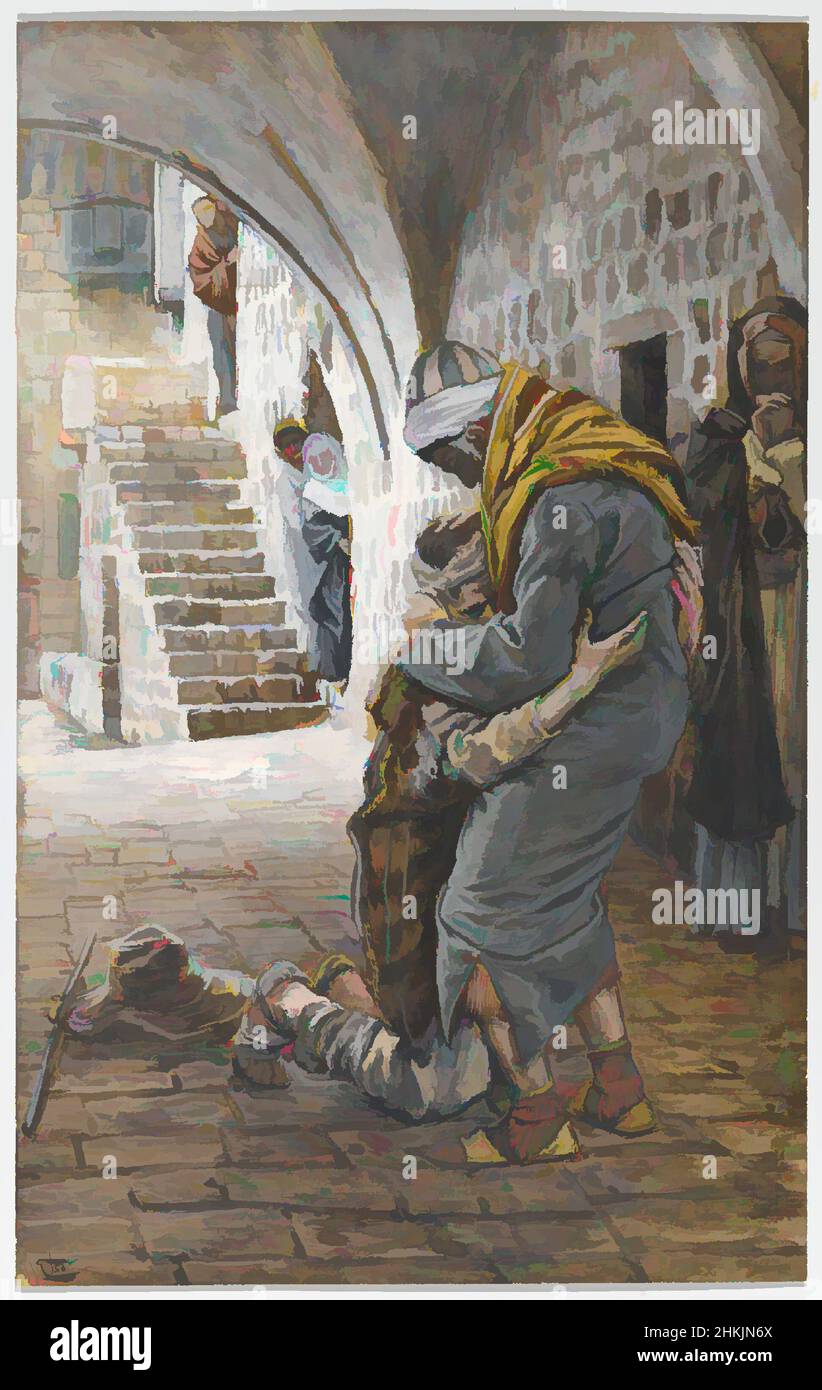 Arte ispirata al ritorno del Figlio prodigo, le retour de l'enfant prodigo, la vita di nostro Signore Gesù Cristo, la vie de Notre-Seigneur Jésus-Christ, James Tissot, francese, 1836-1902, acquerello opaco su grafite su carta grigia, Francia, 1886-1894, Image: 8 11/16 x 5 1/2 pollici, opere classiche modernizzate da Artotop con un tocco di modernità. Forme, colore e valore, impatto visivo accattivante sulle emozioni artistiche attraverso la libertà delle opere d'arte in modo contemporaneo. Un messaggio senza tempo che persegue una nuova direzione selvaggiamente creativa. Artisti che si rivolgono al supporto digitale e creano l'NFT Artotop Foto Stock