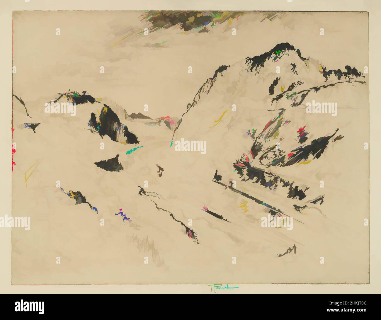 Arte ispirata da Culebra Cut, Panama, Joseph Pennell, americano, 1860-1926, Etching, 1912, immagine: 9 7/16 x 12 3/8 pollici, 23,9 x 31,4 cm, opere classiche modernizzate da Artotop con un tocco di modernità. Forme, colore e valore, impatto visivo accattivante sulle emozioni artistiche attraverso la libertà delle opere d'arte in modo contemporaneo. Un messaggio senza tempo che persegue una nuova direzione selvaggiamente creativa. Artisti che si rivolgono al supporto digitale e creano l'NFT Artotop Foto Stock