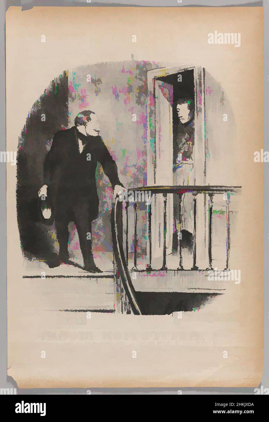 Arte ispirata da le Malade-- Commenta, Docteur, Pas Même un Oeuf à la Coque!..., Honoré Daumier, francese, 1808-1879, litografia su carta da giornale, Francia, 19 giugno 1852, 14 3/8 x 9 11/16 pollici, 36,5 x 24,6 cm, opere classiche modernizzate da Artotop con un tocco di modernità. Forme, colore e valore, impatto visivo accattivante sulle emozioni artistiche attraverso la libertà delle opere d'arte in modo contemporaneo. Un messaggio senza tempo che persegue una nuova direzione selvaggiamente creativa. Artisti che si rivolgono al supporto digitale e creano l'NFT Artotop Foto Stock