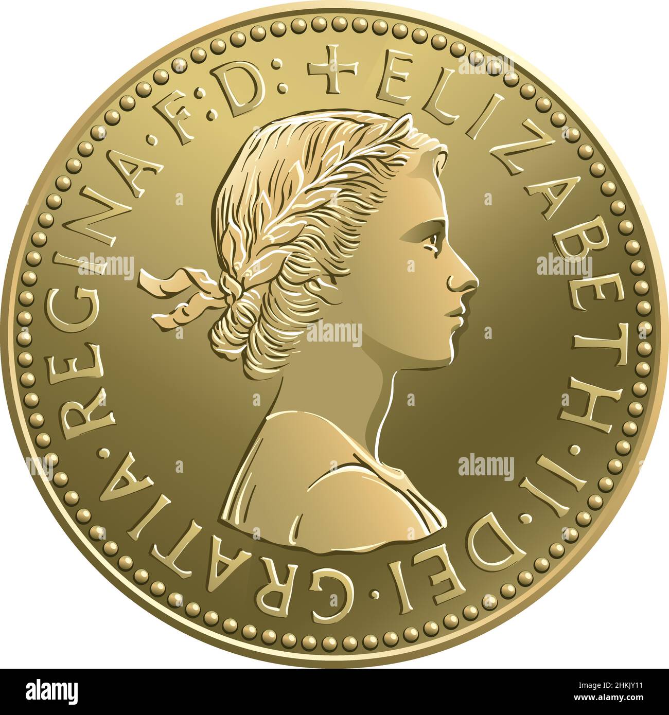 Vettore moneta britannica una vecchia mezza penny Illustrazione Vettoriale