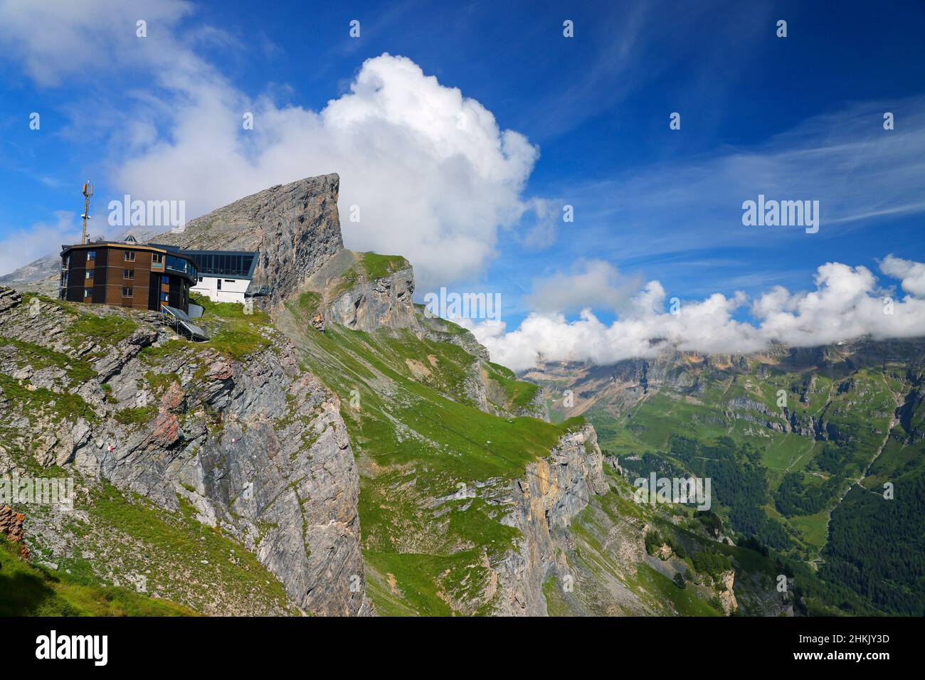 Gemmipass, Mountain hotel Wildstrubel ai piedi del Rinderhorn, Svizzera, Vallese, Leukerbad Foto Stock