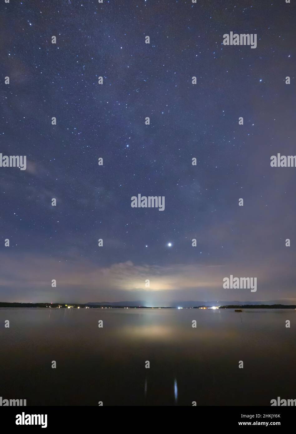 Cielo stellato al lago Starnberg, Germania, Baviera Foto Stock
