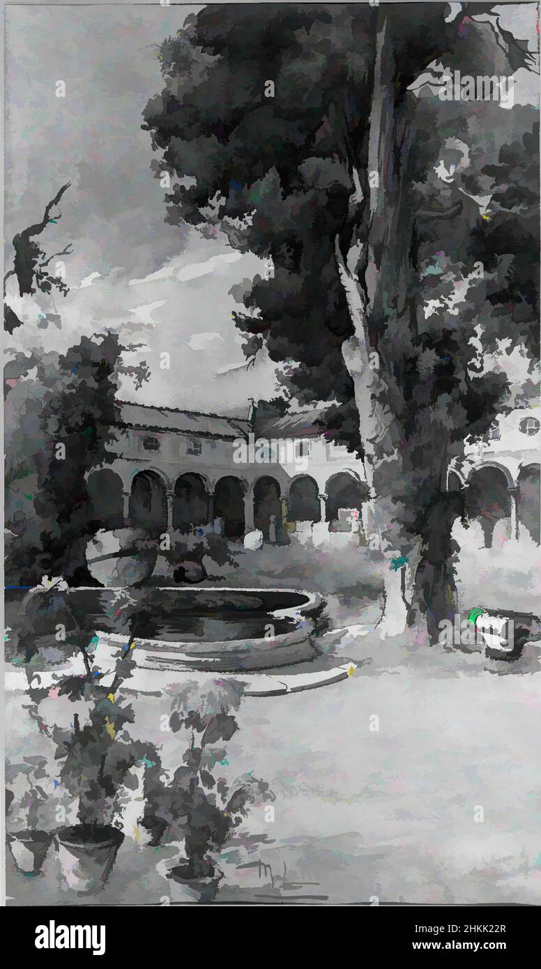 Arte ispirata a Cloister, M. Lanciani, Watercolor, 1903, 28 3/8 x 19 11/16 pollici, 72,1 x 50,0 cm, opere classiche modernizzate da Artotop con un tocco di modernità. Forme, colore e valore, impatto visivo accattivante sulle emozioni artistiche attraverso la libertà delle opere d'arte in modo contemporaneo. Un messaggio senza tempo che persegue una nuova direzione selvaggiamente creativa. Artisti che si rivolgono al supporto digitale e creano l'NFT Artotop Foto Stock