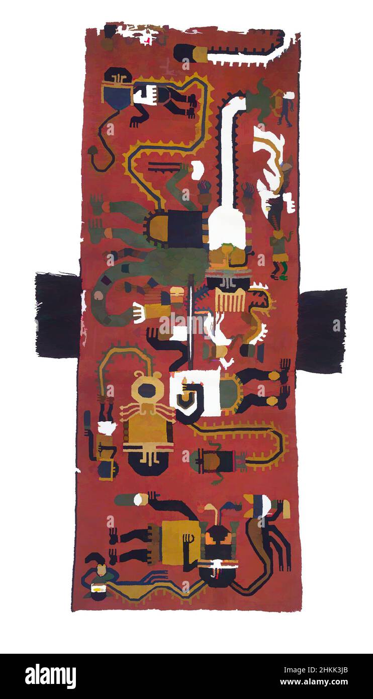 Arte ispirata da Poncho o Tunic, Nazca, fibra camelide, 100-200 C.E., primo periodo intermedio, Fase 2, 74 7/16 x 27 9/16 pollici, 189,1 x 70 cm, antico, abbigliamento, tessuto, indumenti, Cranio, tessile, violento, Alabastro, Blu, Coppa, Divinità, Dinastia 28, Egiziano, femmina, Gebelein, Egitto, Dea, opere classiche modernizzate da Artotop con un tuffo di modernità. Forme, colore e valore, impatto visivo accattivante sulle emozioni artistiche attraverso la libertà delle opere d'arte in modo contemporaneo. Un messaggio senza tempo che persegue una nuova direzione selvaggiamente creativa. Artisti che si rivolgono al supporto digitale e creano l'NFT Artotop Foto Stock