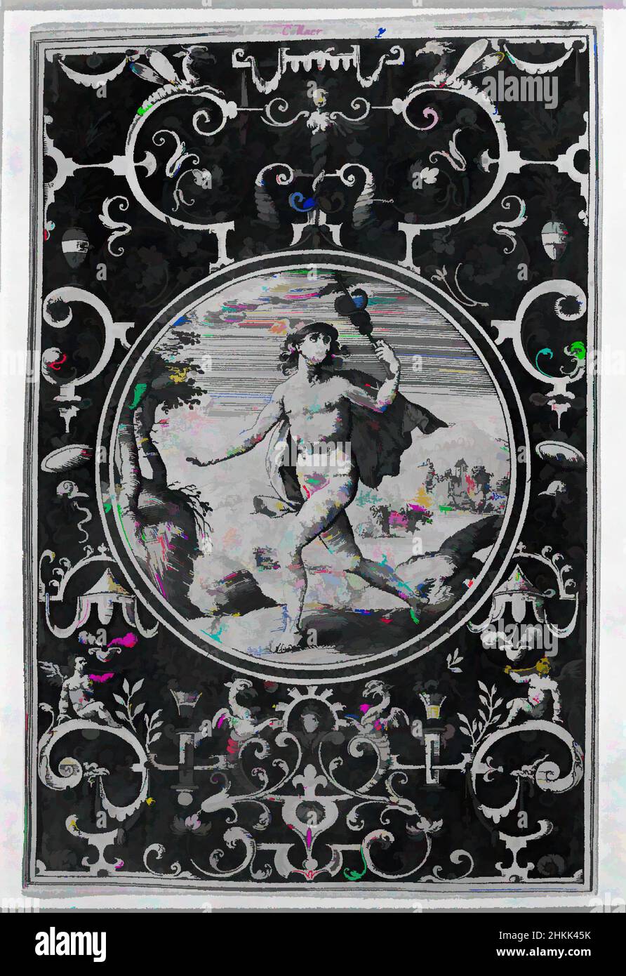 Arte ispirata a Mercurio, Adriaen Collaert, Fiammingo, 1560-1618, incisione su carta laiata, n.d., 5 1/2 x 3 9/16 pollici, 13,9 x 9,1 cm, opere classiche modernizzate da Artotop con un tuffo di modernità. Forme, colore e valore, impatto visivo accattivante sulle emozioni artistiche attraverso la libertà delle opere d'arte in modo contemporaneo. Un messaggio senza tempo che persegue una nuova direzione selvaggiamente creativa. Artisti che si rivolgono al supporto digitale e creano l'NFT Artotop Foto Stock