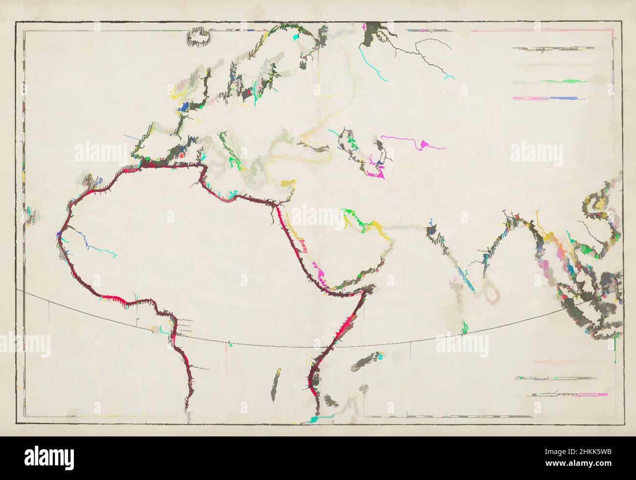 Art Inspired by Monde connu des Anciens, Map, n.d., Image: 12 3/8 x 8 1/4 in., 31,5 x 21 cm, cartografia, geografia, mondo conosciuto, mappa, Navigazione, opere classiche modernizzate da Artotop con un tocco di modernità. Forme, colore e valore, impatto visivo accattivante sulle emozioni artistiche attraverso la libertà delle opere d'arte in modo contemporaneo. Un messaggio senza tempo che persegue una nuova direzione selvaggiamente creativa. Artisti che si rivolgono al supporto digitale e creano l'NFT Artotop Foto Stock