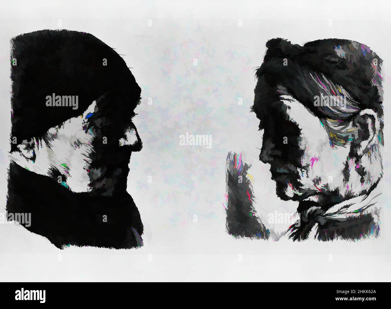 Arte ispirata ai contadini, Wilhelm Leibl, tedesco, 1844-1900, incisione su carta cinese steso con carta stropicciata, 1874, 6 1/2 x 4 1/8 pollici, 16,5 x 10,4 cm, opere classiche modernizzate da Artotop con un tocco di modernità. Forme, colore e valore, impatto visivo accattivante sulle emozioni artistiche attraverso la libertà delle opere d'arte in modo contemporaneo. Un messaggio senza tempo che persegue una nuova direzione selvaggiamente creativa. Artisti che si rivolgono al supporto digitale e creano l'NFT Artotop Foto Stock