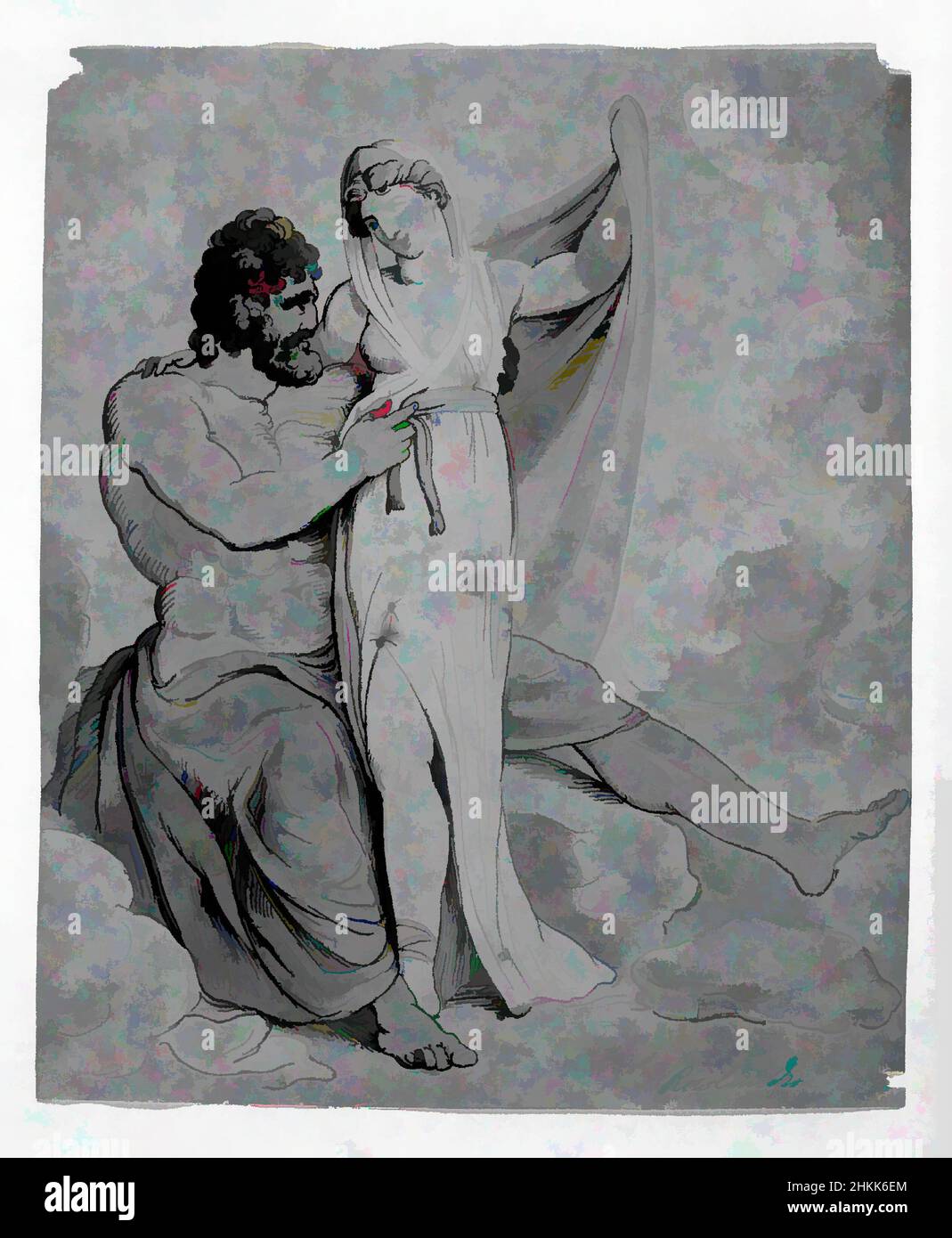 Arte ispirata da Hercules e Omphale, Thomas Rowlandson, inglese, 1756-1827, disegno inchiostro con lavaggio acquerello, dopo 1821, 8 1/2 x 7 pollici, 21,6 x 17,8 cm, opere classiche modernizzate da Artotop con un tuffo di modernità. Forme, colore e valore, impatto visivo accattivante sulle emozioni artistiche attraverso la libertà delle opere d'arte in modo contemporaneo. Un messaggio senza tempo che persegue una nuova direzione selvaggiamente creativa. Artisti che si rivolgono al supporto digitale e creano l'NFT Artotop Foto Stock