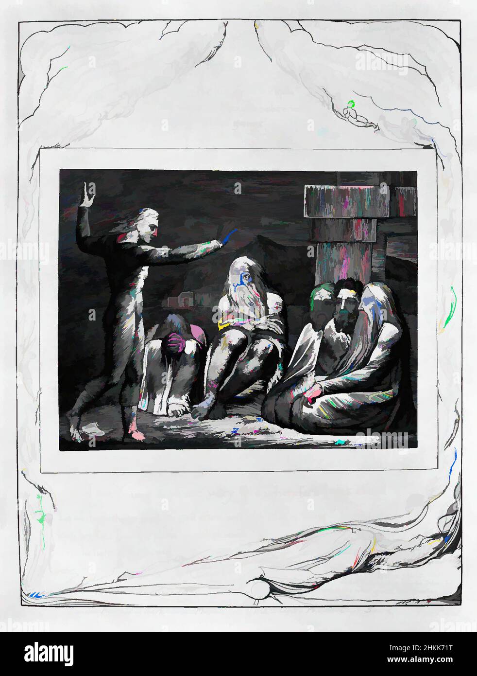 L'arte ispirata da i am Young & Ye sono molto vecchio perciò ho avuto paura, dalle illustrazioni del Libro di Giobbe, William Blake, britannico, 1757-1827, incisione, 1825, 8 5/16 x 6 7/16 pollici, 21,1 x 16,3 cm, opere classiche modernizzate da Artotop con un tocco di modernità. Forme, colore e valore, impatto visivo accattivante sulle emozioni artistiche attraverso la libertà delle opere d'arte in modo contemporaneo. Un messaggio senza tempo che persegue una nuova direzione selvaggiamente creativa. Artisti che si rivolgono al supporto digitale e creano l'NFT Artotop Foto Stock