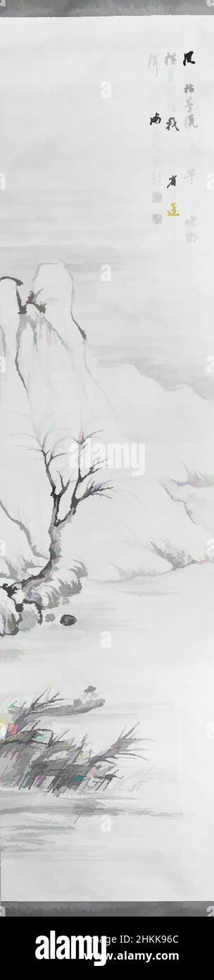 Arte ispirata a Winter Landscape, One of Pair, Nukina Kaioku, giapponese, 1778-1863, Rotolo appeso, inchiostro su carta, Giappone, 19th secolo, periodo Edo, Immagine: 49 x 12 1/4 pollici, 124,5 x 31,1 cm, opere classiche modernizzate da Artotop con un tuffo di modernità. Forme, colore e valore, impatto visivo accattivante sulle emozioni artistiche attraverso la libertà delle opere d'arte in modo contemporaneo. Un messaggio senza tempo che persegue una nuova direzione selvaggiamente creativa. Artisti che si rivolgono al supporto digitale e creano l'NFT Artotop Foto Stock