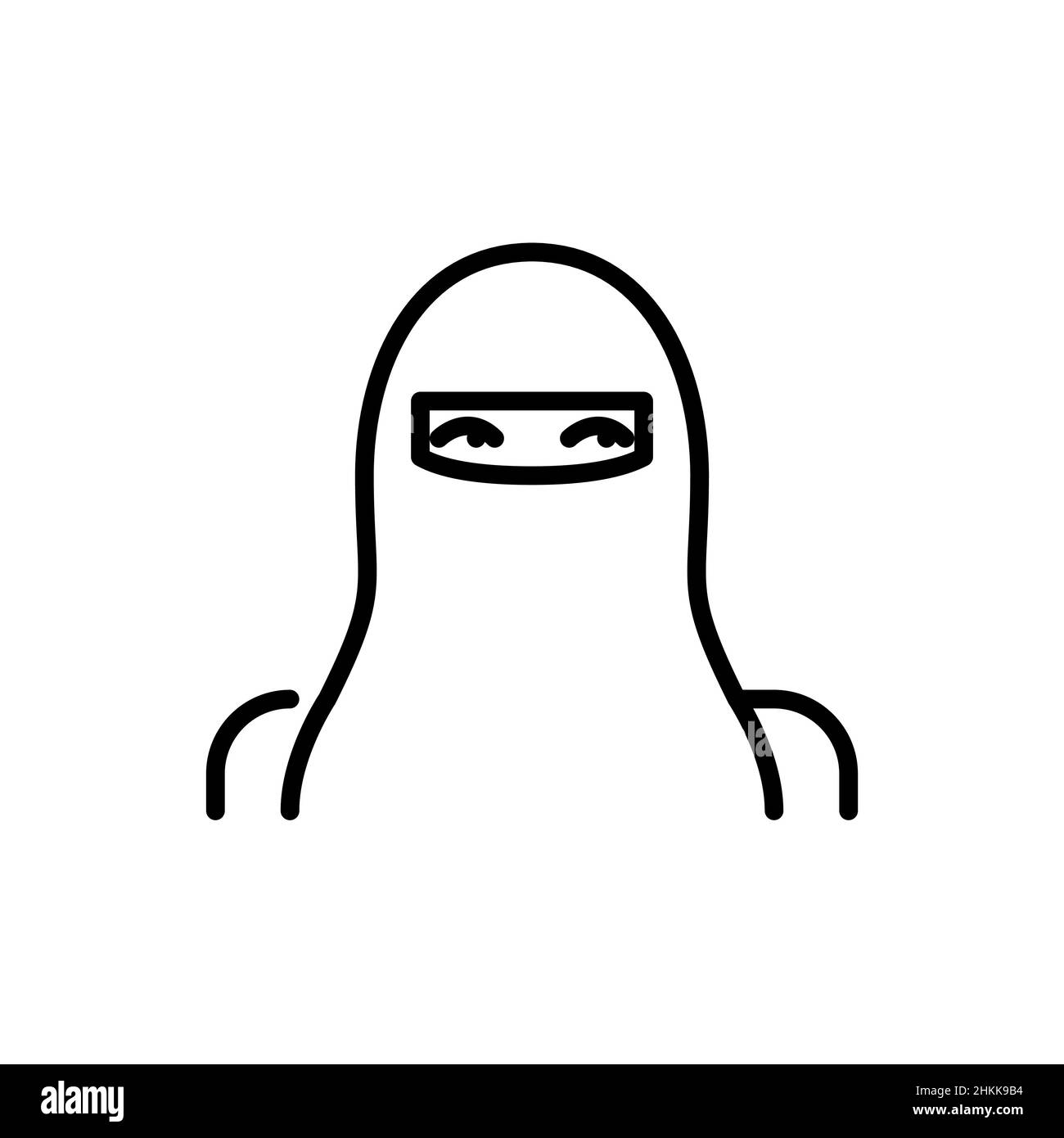 Donna che indossa un niqab. Icona Avatar tratto modificabile pixel Perfect Illustrazione Vettoriale