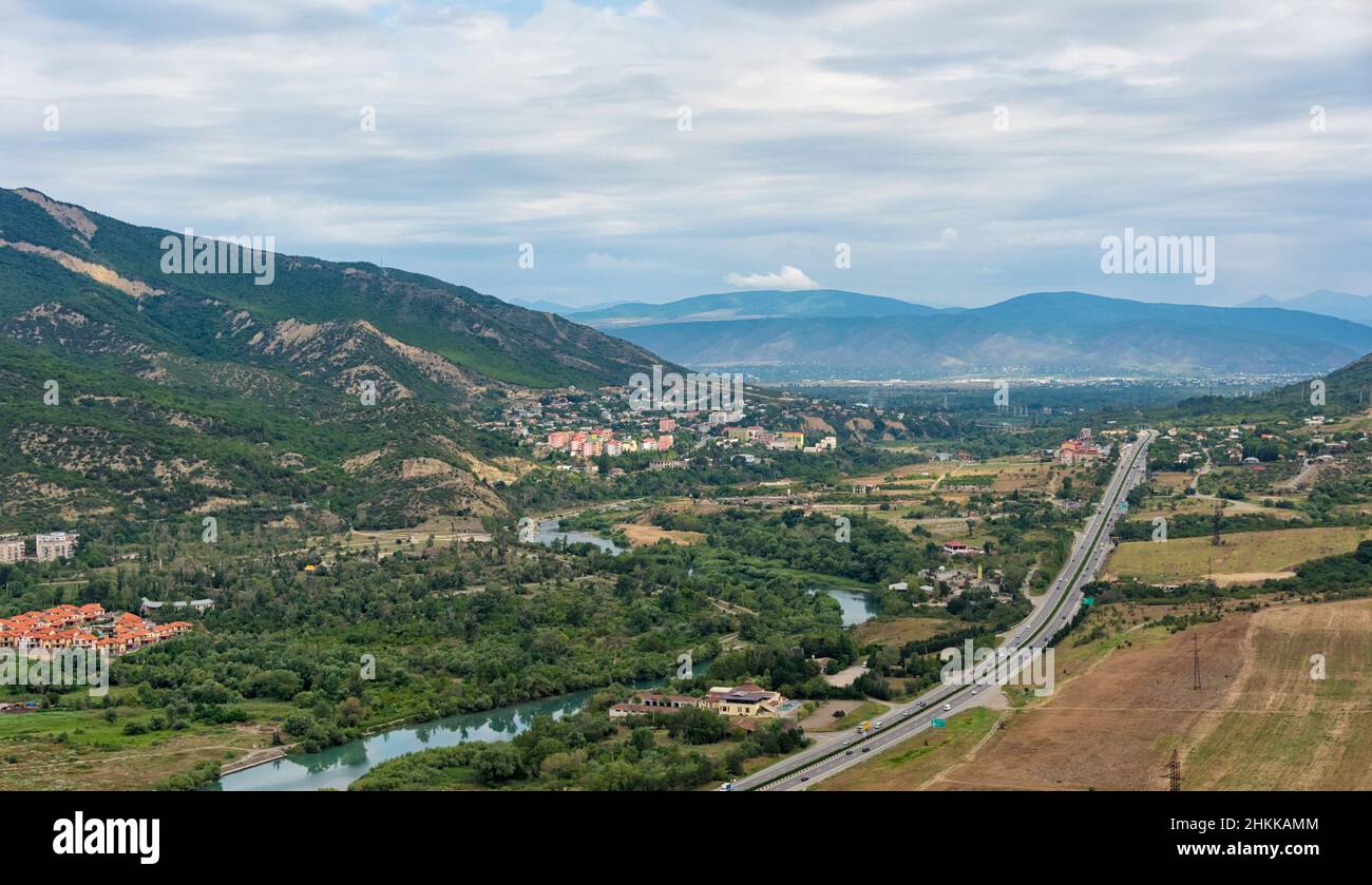 Vista di Mtskheta, Georgia Foto Stock