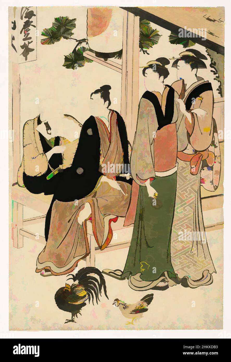 Arte ispirata da un incontro di Matchmaking in un Teahouse di un Santuario, Torii Kiyonaga, giapponese, 1752-1815, stampa a blocchi di legno a colori, Giappone, circa 1784, 9 7/8 x 14 15/16 pollici, 25,1 x 38,0 cm, periodo Edo, Giappone, Giapponese, incontro, Uomini, Nishiki-e, Donne, opere classiche modernizzate da Artotop con un tocco di modernità. Forme, colore e valore, impatto visivo accattivante sulle emozioni artistiche attraverso la libertà delle opere d'arte in modo contemporaneo. Un messaggio senza tempo che persegue una nuova direzione selvaggiamente creativa. Artisti che si rivolgono al supporto digitale e creano l'NFT Artotop Foto Stock