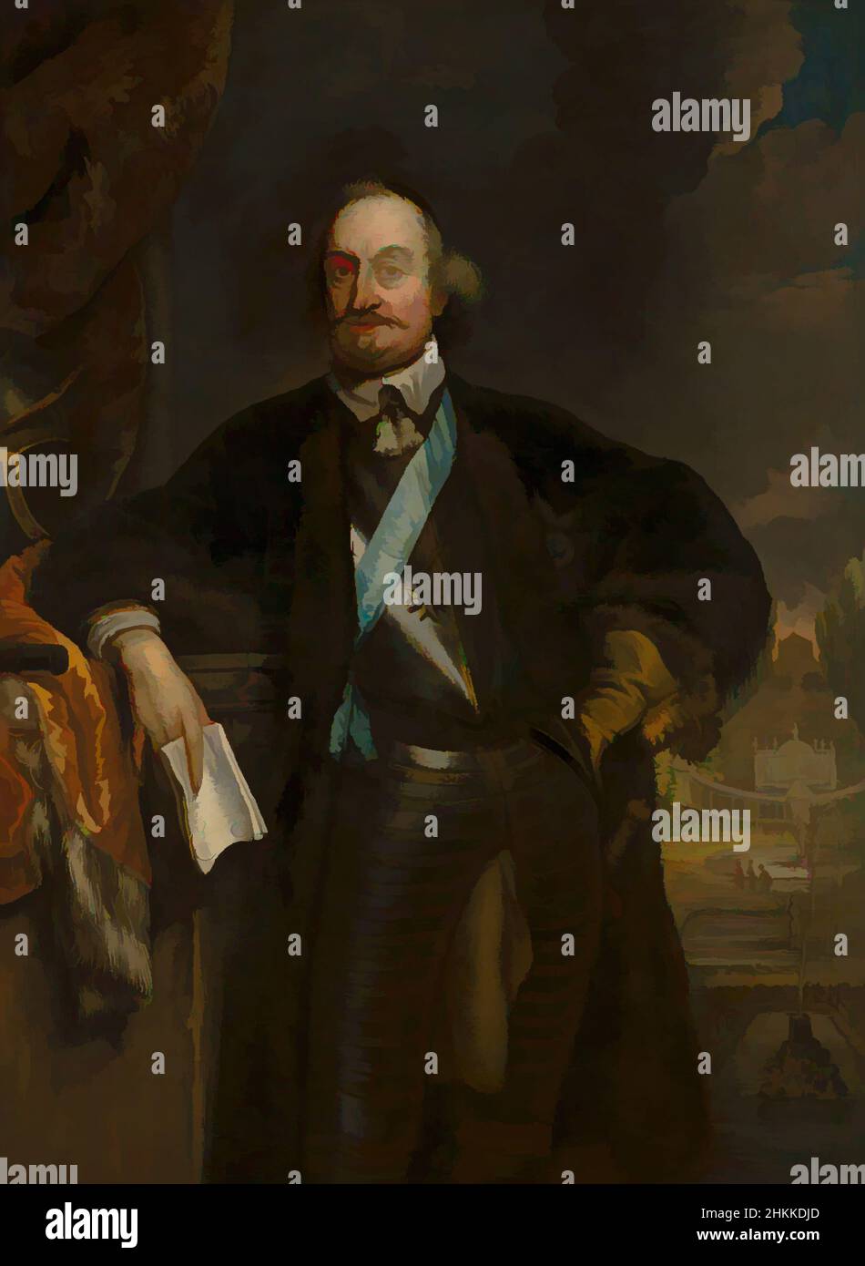 Arte ispirata dal Ritratto di Johan Maurits 1604-1679, Conte di Nassau-Siegen, fondatore della Mauritshuis, Jan de Baen, c.. 1668 - 1670, opere classiche modernizzate da Artotop con un tocco di modernità. Forme, colore e valore, impatto visivo accattivante sulle emozioni artistiche attraverso la libertà delle opere d'arte in modo contemporaneo. Un messaggio senza tempo che persegue una nuova direzione selvaggiamente creativa. Artisti che si rivolgono al supporto digitale e creano l'NFT Artotop Foto Stock