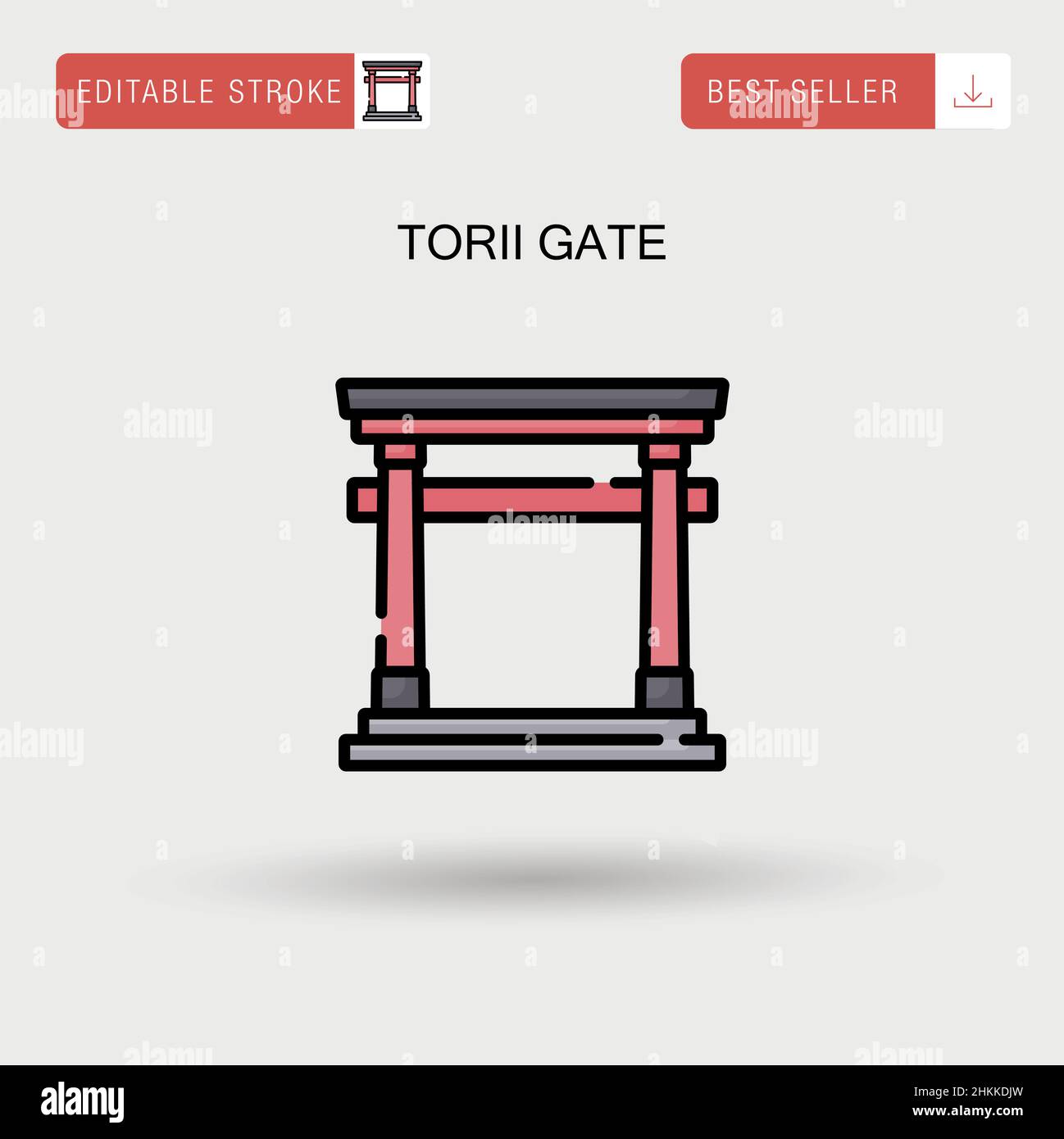 Icona vettore semplice porta Torii. Illustrazione Vettoriale