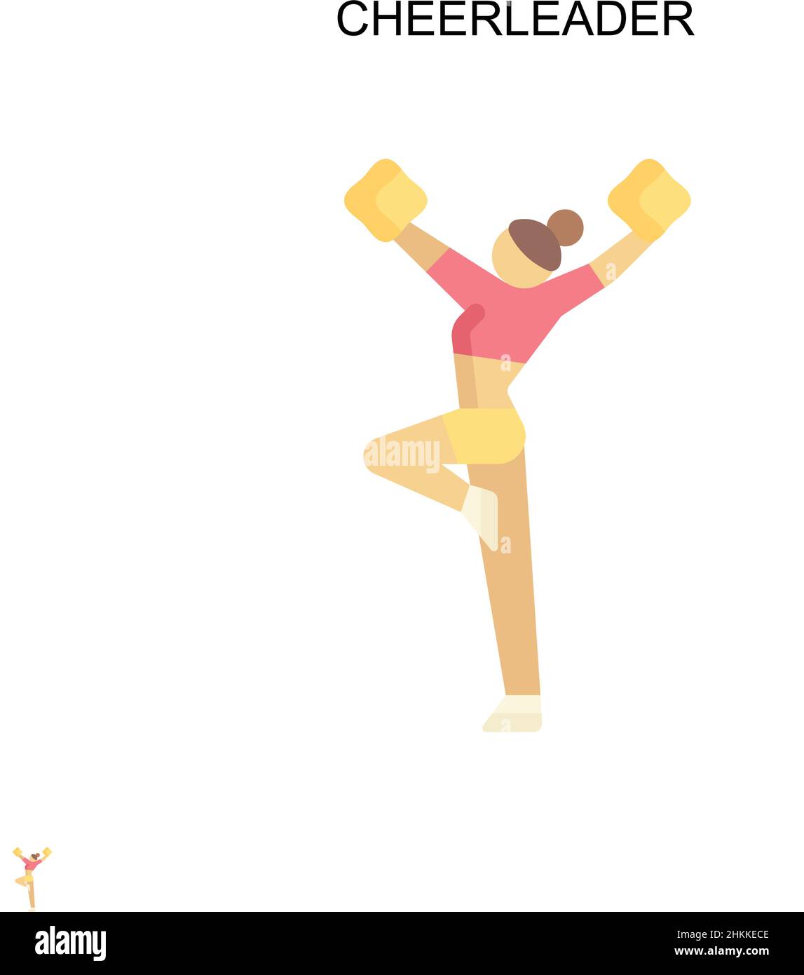 Icona vettore semplice cheerleader. Modello di disegno del simbolo di illustrazione per l'elemento dell'interfaccia utente mobile Web. Illustrazione Vettoriale