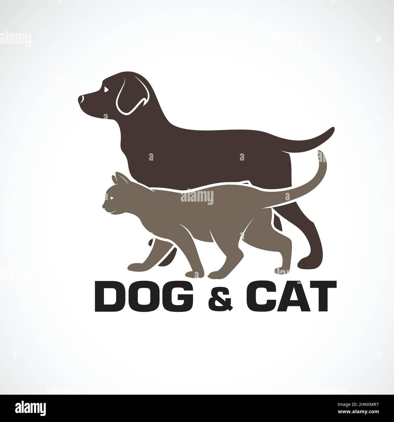 Vettore di un cane e gatto disegno su sfondo bianco. Animale. Logo o icona PET. Illustrazione vettoriale a livelli facilmente modificabile. Illustrazione Vettoriale
