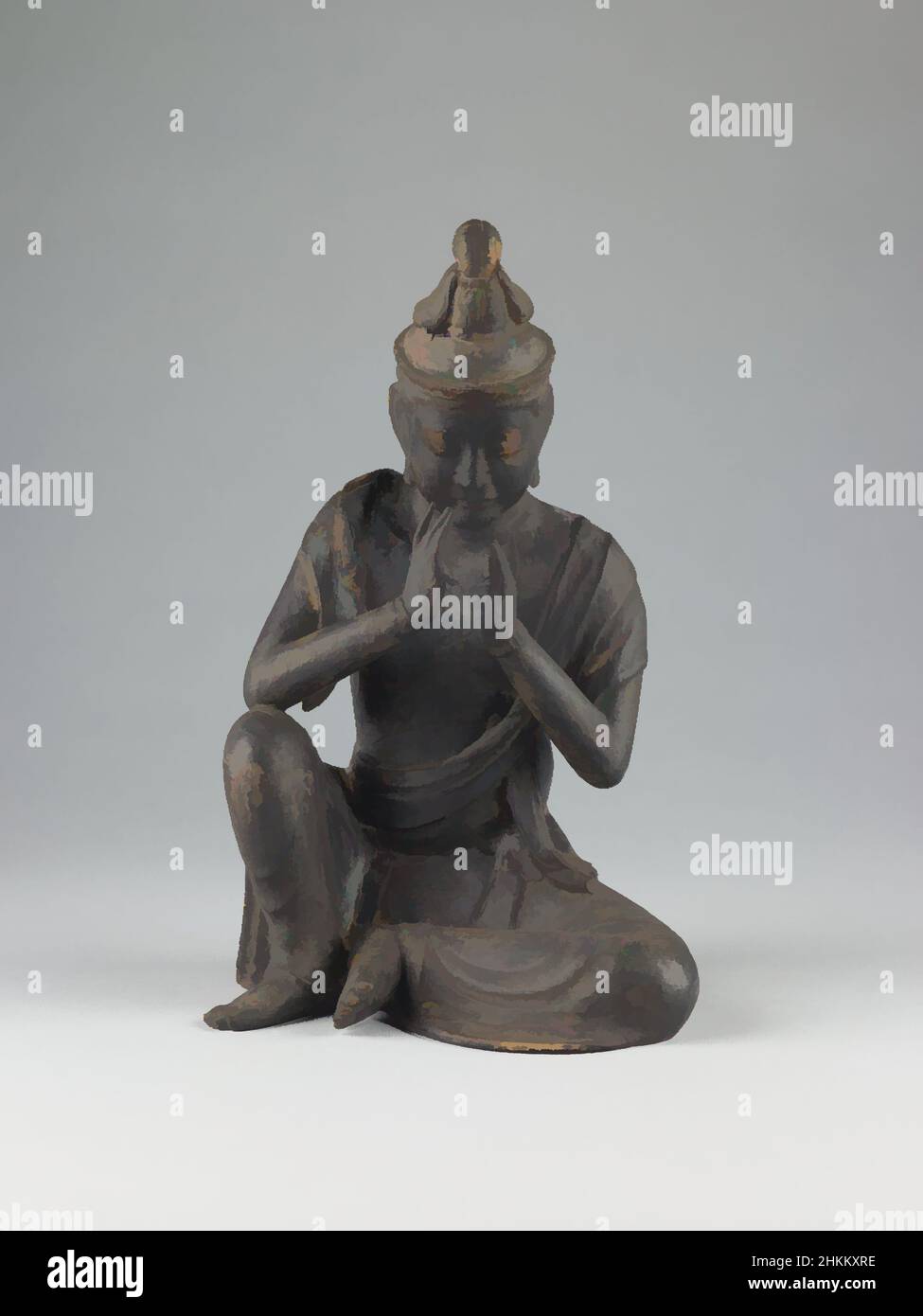 Arte ispirata da personaggio seduto di una Bodhisattva Playing Music, giapponese, periodo Heian, 794-1185, 12th secolo, Legno con lacca e tracce di doratura, fatto in Giappone, Asia, scultura, legno, 10 1/4 x 6 3/8 x 5 1/2 poll. (26 x 16,2 x 14 cm, opere classiche modernizzate da Artotop con un tocco di modernità. Forme, colore e valore, impatto visivo accattivante sulle emozioni artistiche attraverso la libertà delle opere d'arte in modo contemporaneo. Un messaggio senza tempo che persegue una nuova direzione selvaggiamente creativa. Artisti che si rivolgono al supporto digitale e creano l'NFT Artotop Foto Stock