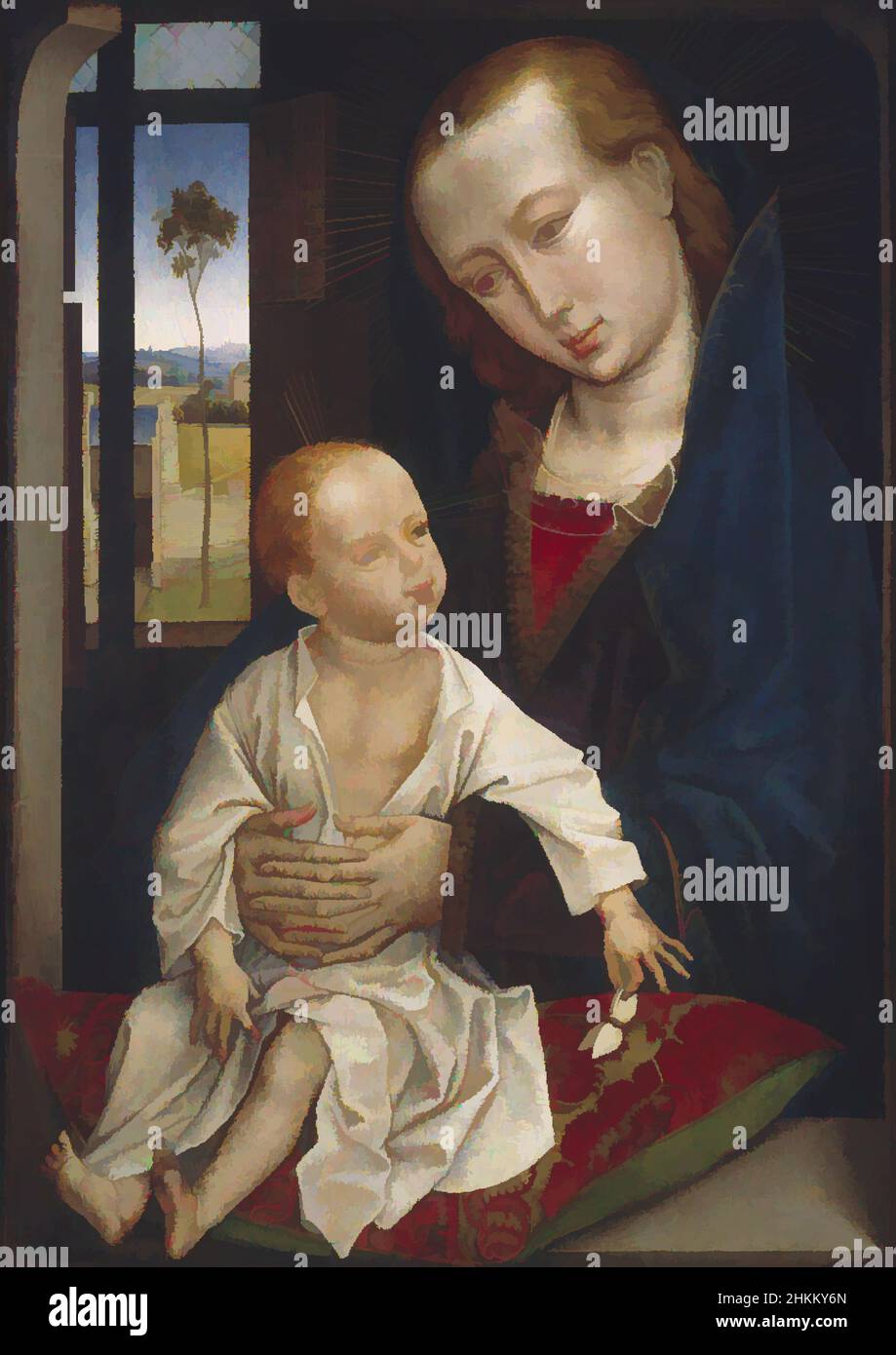 Arte ispirata da Virgin and Child, seguace di Rogier van der Weyden, Netherlandh, c.1399-1464, 1470-75, olio su pannello, Made in Belgium, Europe, dipinti, 23 5/8 x 16 3/8 poll. (60 x 41,6 cm, opere classiche modernizzate da Artotop con un tuffo di modernità. Forme, colore e valore, impatto visivo accattivante sulle emozioni artistiche attraverso la libertà delle opere d'arte in modo contemporaneo. Un messaggio senza tempo che persegue una nuova direzione selvaggiamente creativa. Artisti che si rivolgono al supporto digitale e creano l'NFT Artotop Foto Stock