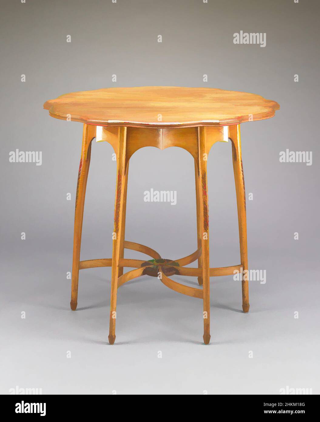 Art Inspired by Occasional Table, George Washington Jack, American (Active England), 1855-1932, Morris & Co., Londra, Inghilterra, 1875-1940, c.1890, Noce, Made in London, Greater London, England, Europe, Furniture, Galleria 122, 27 x 29 1/2 x 29 3/4 pollici (68,6 x 74,9 x 75,6 cm, opere classiche modernizzate da Artotop con un tocco di modernità. Forme, colore e valore, impatto visivo accattivante sulle emozioni artistiche attraverso la libertà delle opere d'arte in modo contemporaneo. Un messaggio senza tempo che persegue una nuova direzione selvaggiamente creativa. Artisti che si rivolgono al supporto digitale e creano l'NFT Artotop Foto Stock