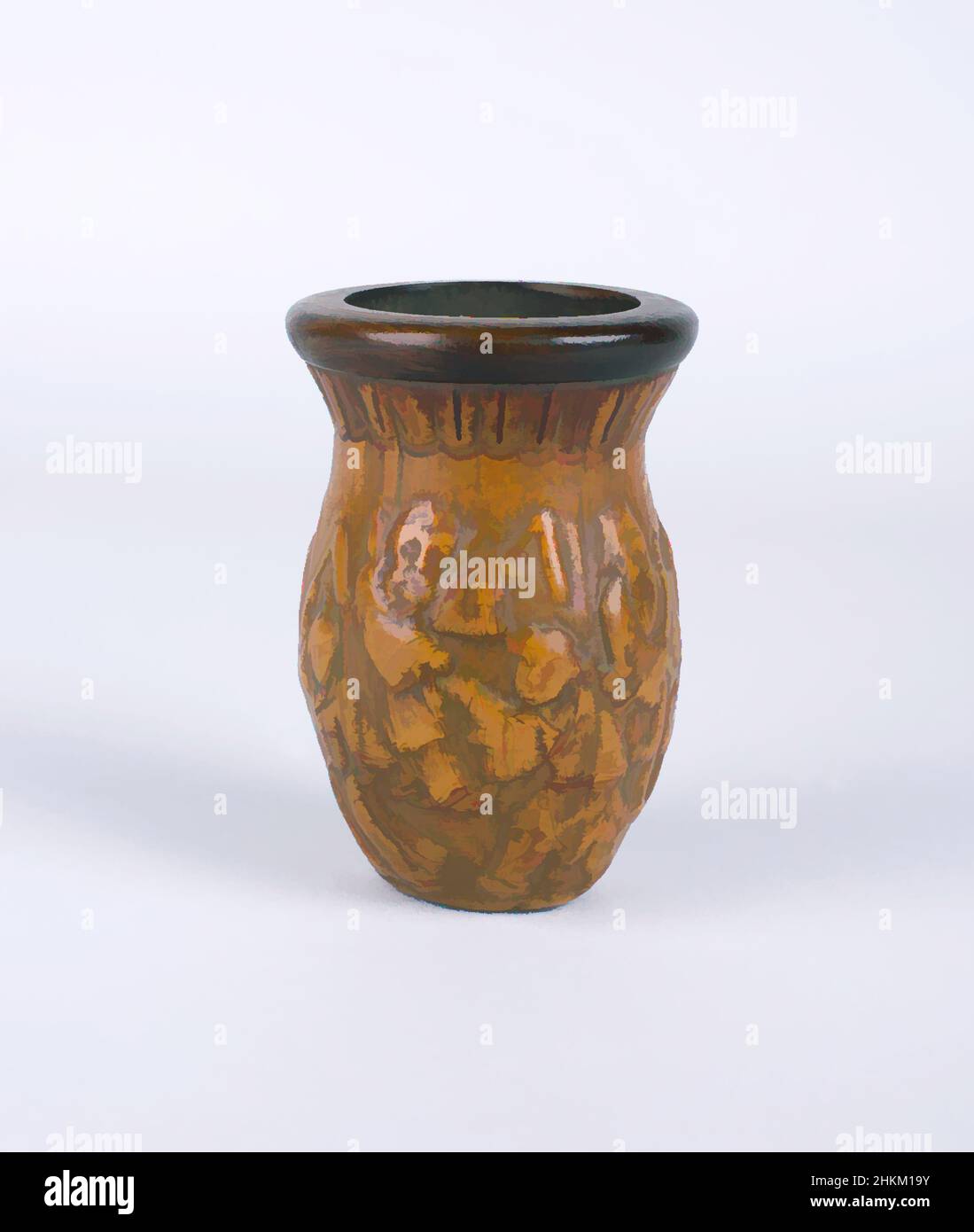 Arte ispirata da Cricket Cage con Design of Figures, cinese, dinastia Qing, 1644-1911, 18th-19th secolo, Zucca stampata con bordo di legno, fatta in Cina, Asia, artefatti da ricreazione, legno, altezza: 3 7/8 cm (9,8 cm, opere classiche modernizzate da Artotop con un tuffo di modernità. Forme, colore e valore, impatto visivo accattivante sulle emozioni artistiche attraverso la libertà delle opere d'arte in modo contemporaneo. Un messaggio senza tempo che persegue una nuova direzione selvaggiamente creativa. Artisti che si rivolgono al supporto digitale e creano l'NFT Artotop Foto Stock