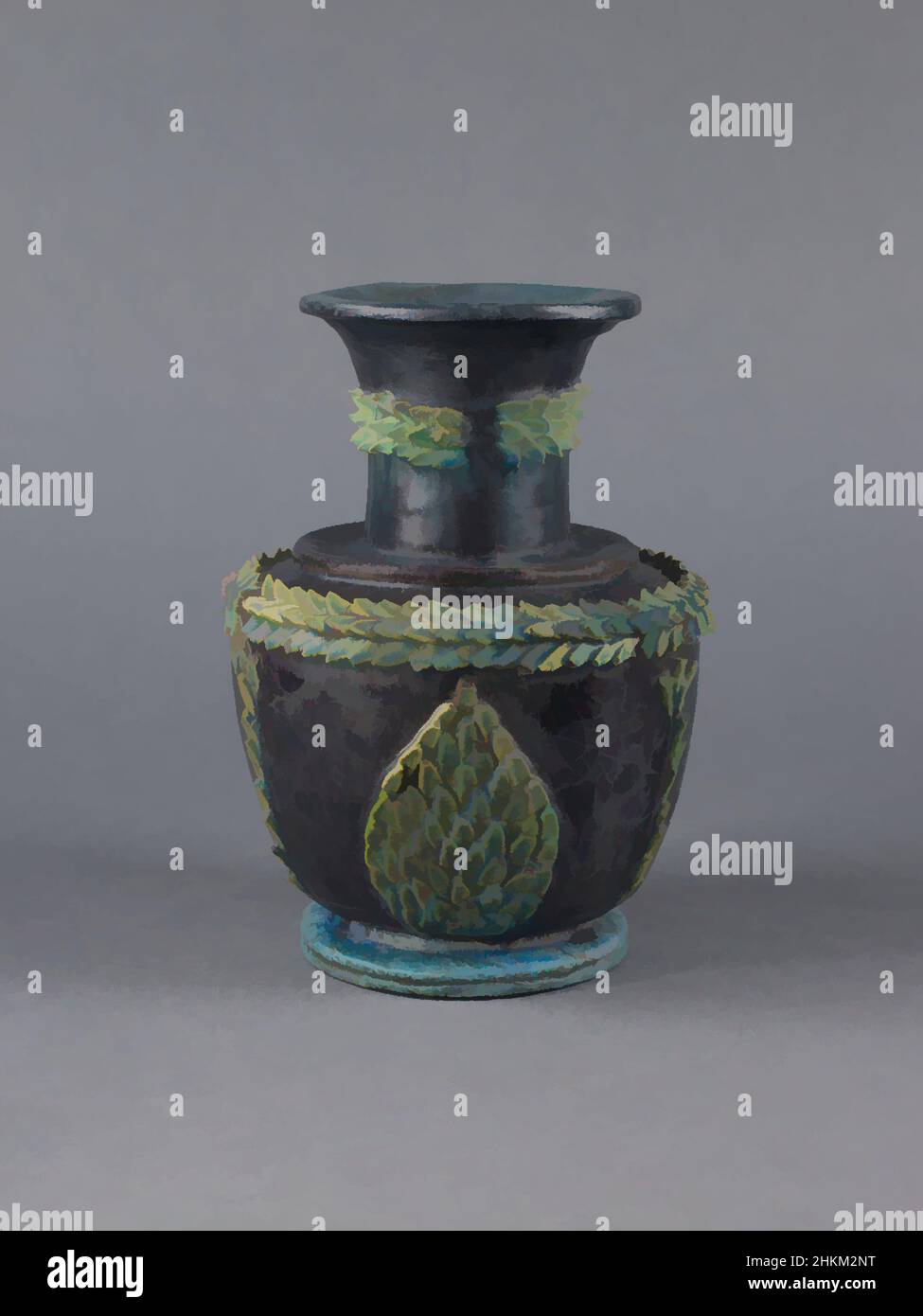 Arte ispirata a Vase, romana, egizia, periodo greco-romano, 332 AC-ad 395, Periodo romano, 30 AC-395 d.C., 1st-2nd secolo, Faience, Egitto, Africa, ceramica, contenitori, 9 1/8 x 6 1/2 poll. (23,2 x 16,5 cm, opere classiche modernizzate da Artotop con un tuffo di modernità. Forme, colore e valore, impatto visivo accattivante sulle emozioni artistiche attraverso la libertà delle opere d'arte in modo contemporaneo. Un messaggio senza tempo che persegue una nuova direzione selvaggiamente creativa. Artisti che si rivolgono al supporto digitale e creano l'NFT Artotop Foto Stock