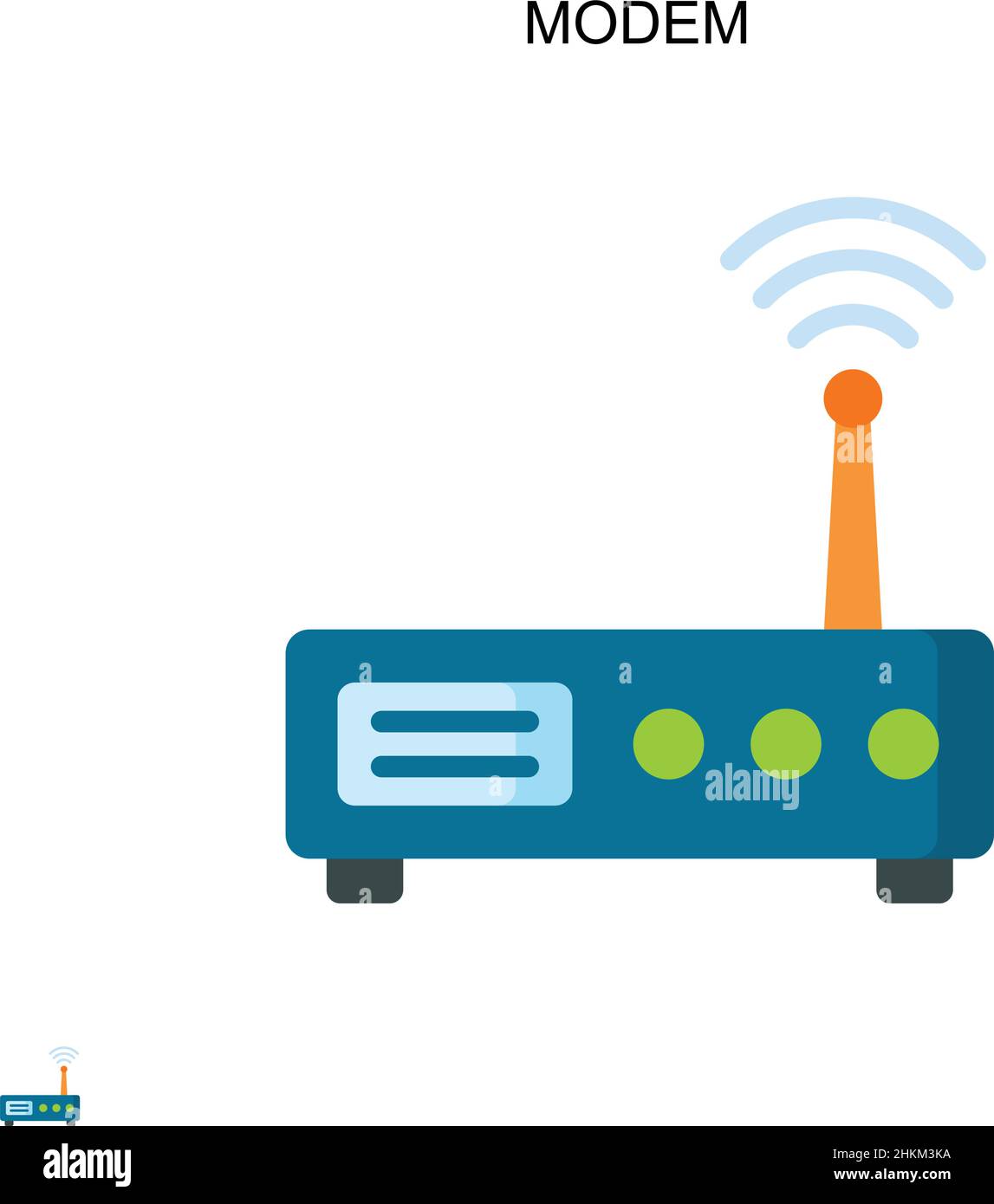 Icona vettore semplice modem. Modello di disegno del simbolo di illustrazione per l'elemento dell'interfaccia utente mobile Web. Illustrazione Vettoriale