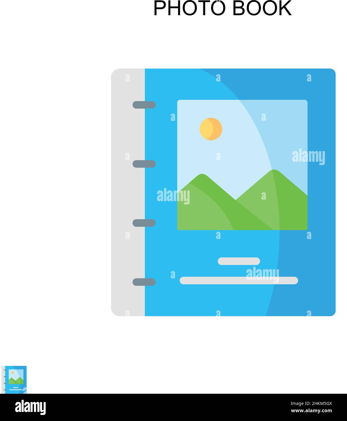 Icona vettoriale semplice per fotolibro. Modello di disegno del simbolo di illustrazione per l'elemento dell'interfaccia utente mobile Web. Illustrazione Vettoriale